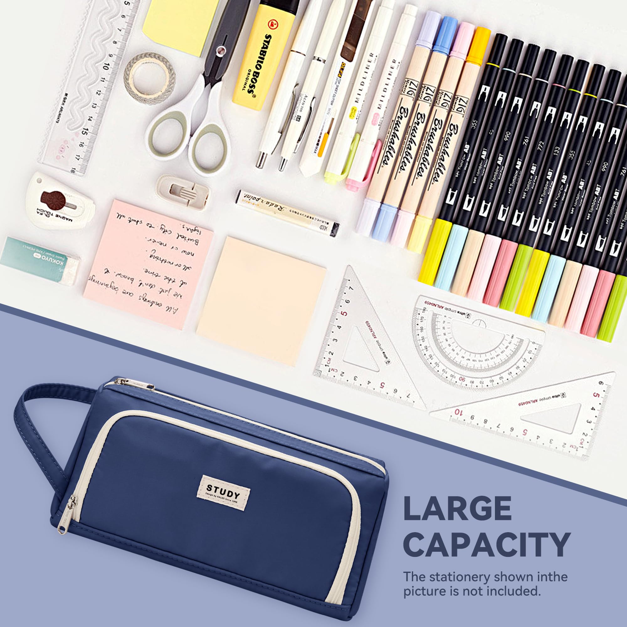 KALIDI Large Pencil Case for Girls and Boys, Cute Secondary School Big Capacity Case with Zipper & Compartments - Image 4