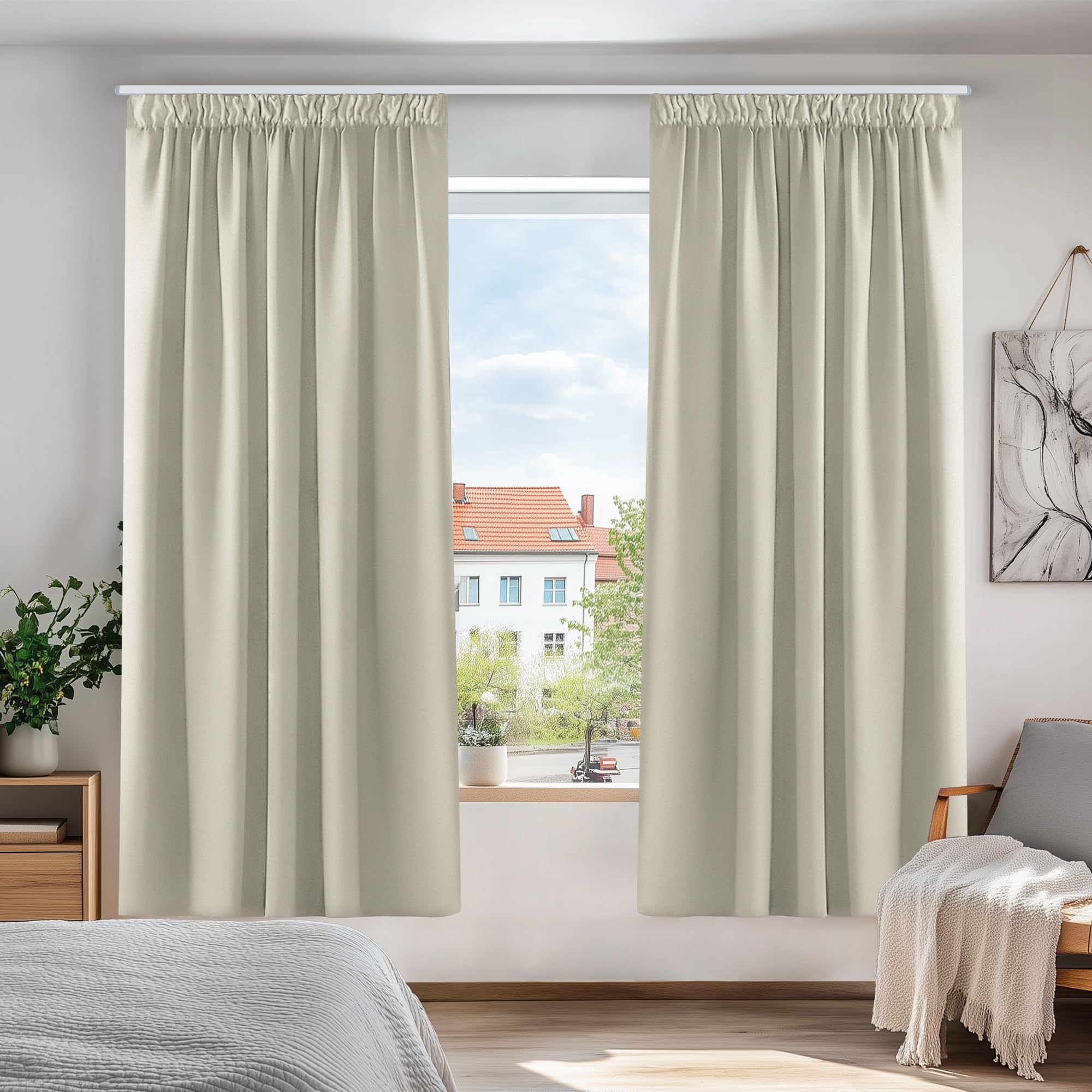 Deconovo Blackout Curtains for Living Room Black Out Thermal Insulated Curtains, Pencil Pleat Curtains Windows, 46 x 84 Inch - Image 2