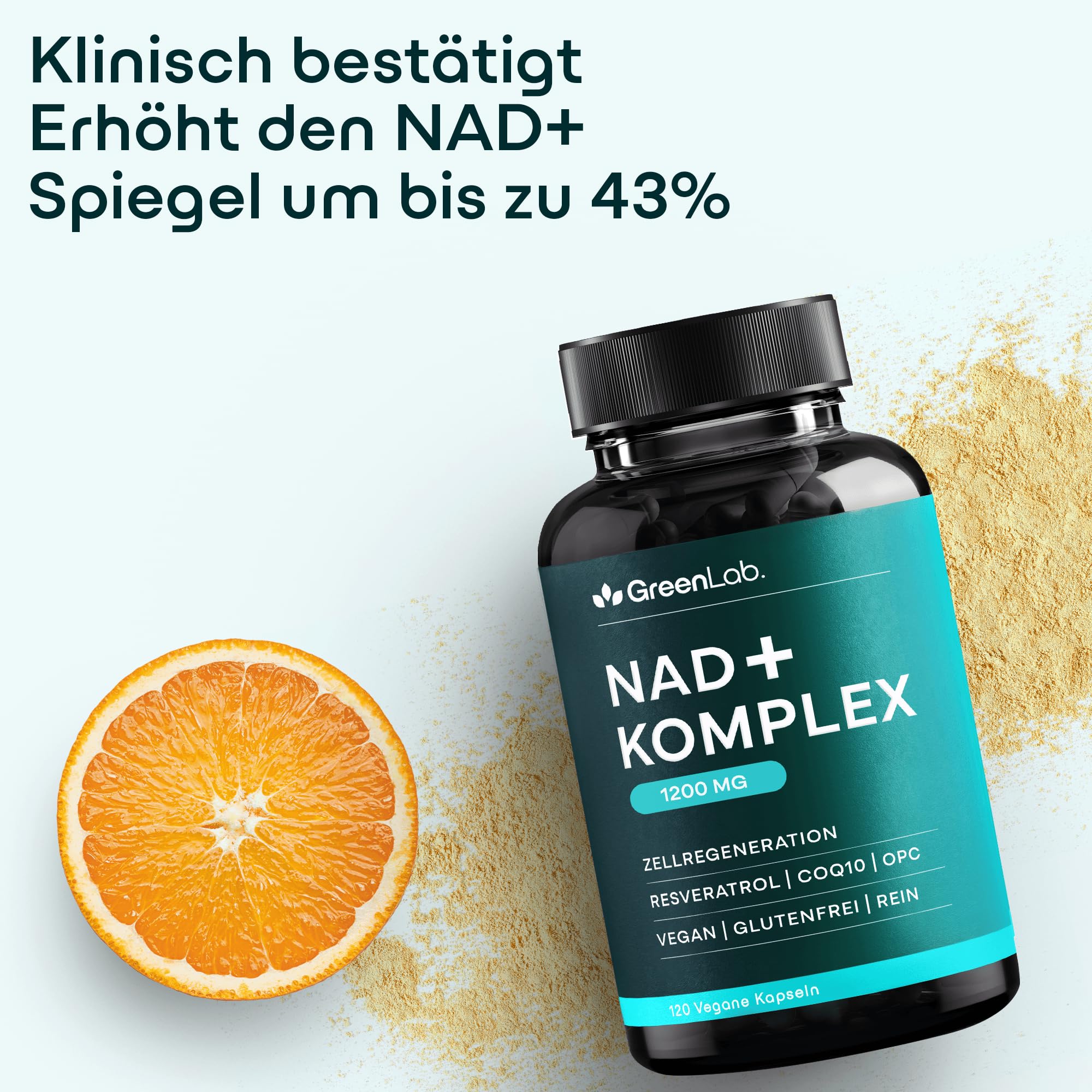 Green Lab NAD+ Komplex 1200 mg – Extra Starkes Liposomal NMN-Alternative Supplement mit Resveratrol, CoQ10, Alpha-Liponsäure, Astaxanthin – Für Frauen & Männer – Energie, Zellschutz & Anti-Aging