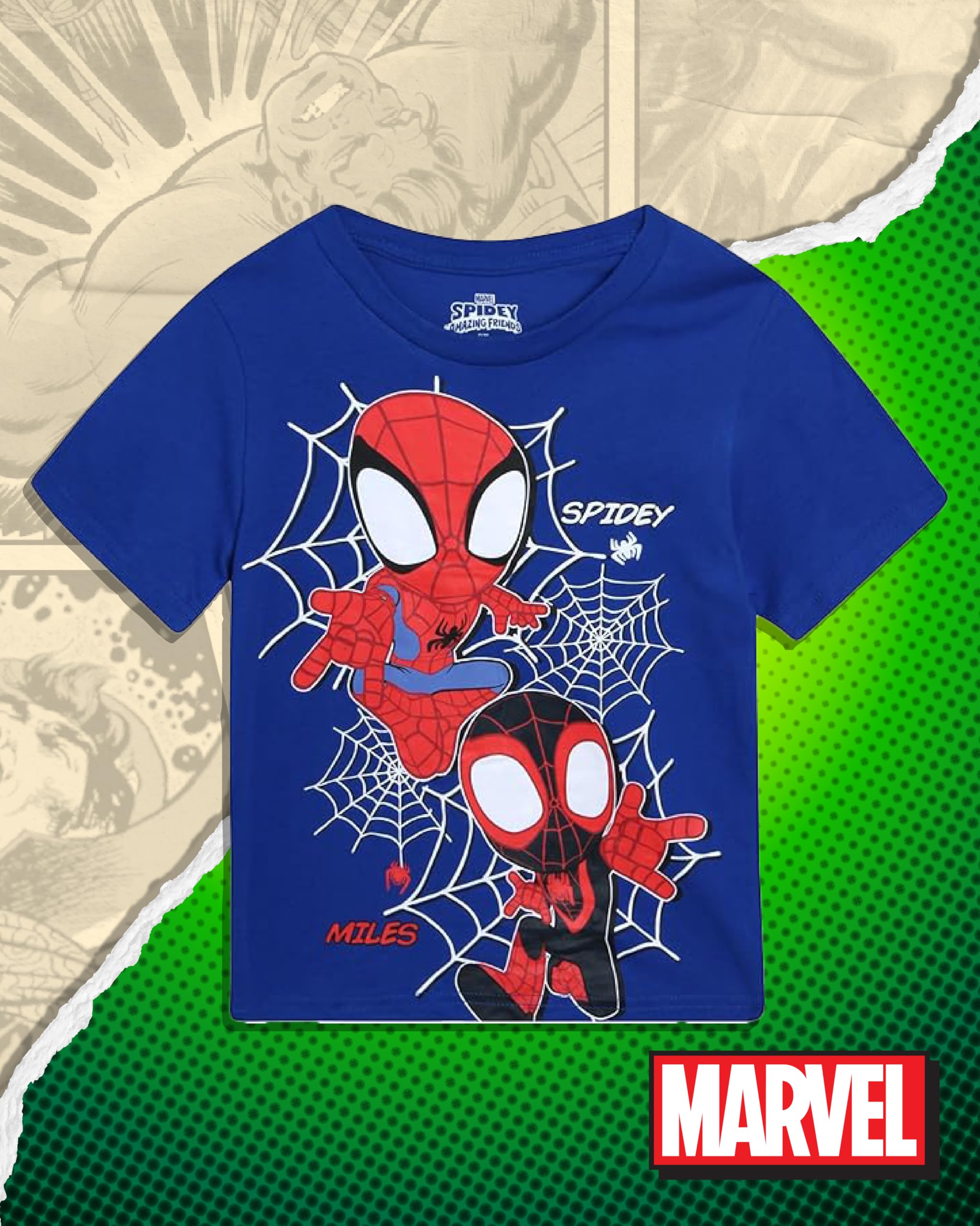 Marvel Maglietta da ragazzo Spider-Man - Confezione da 4 magliette Spidey and His Amazing Friends Miles Morales - Maglietta grafica supereroe, 2T-7