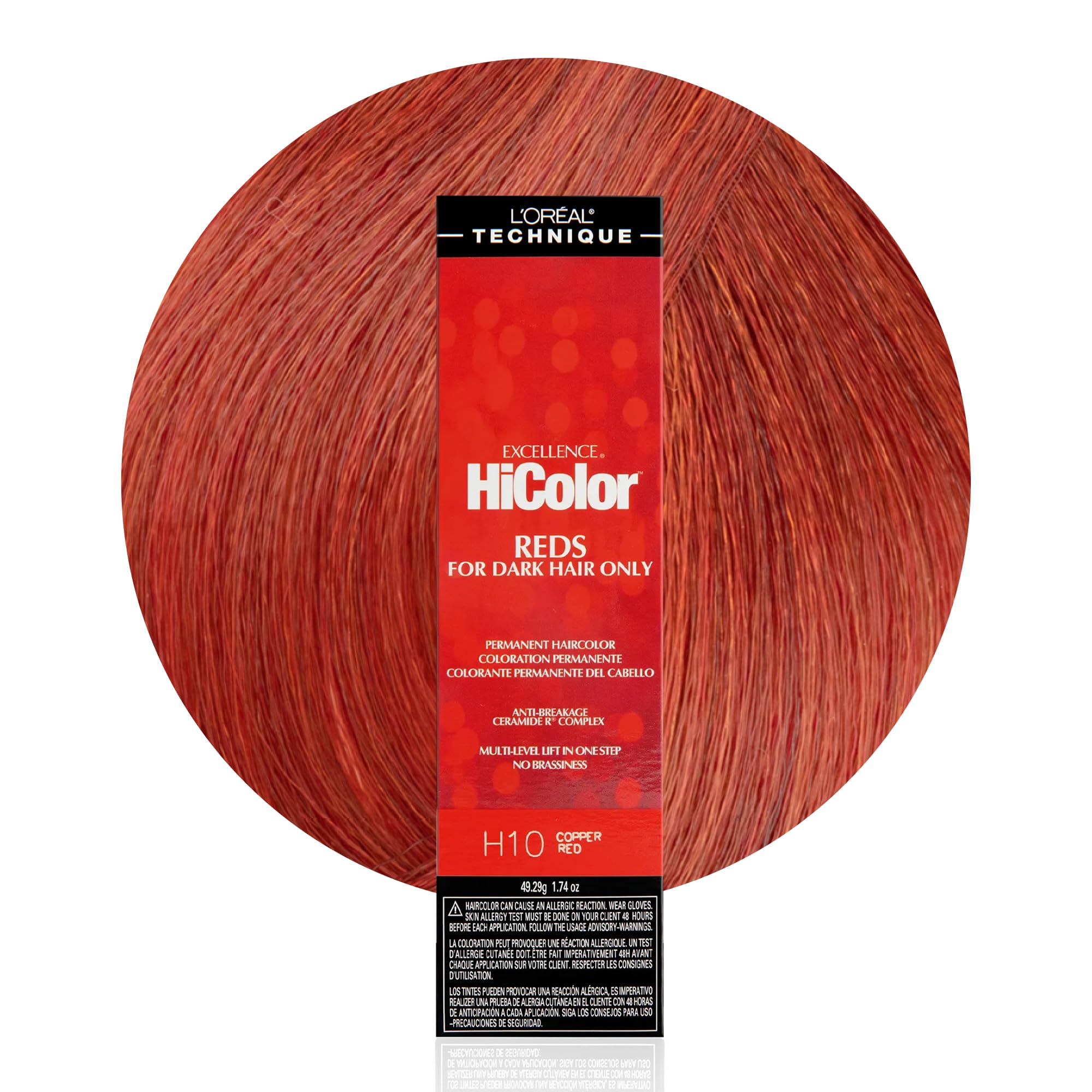 L'Oréal Technique HiColor Reds Permanent Hair Color - Lifts Dark Hair in One Step Leaving No Brassiness, Rich & Smooth Creme Formula, Intense & Long-Lasting Color