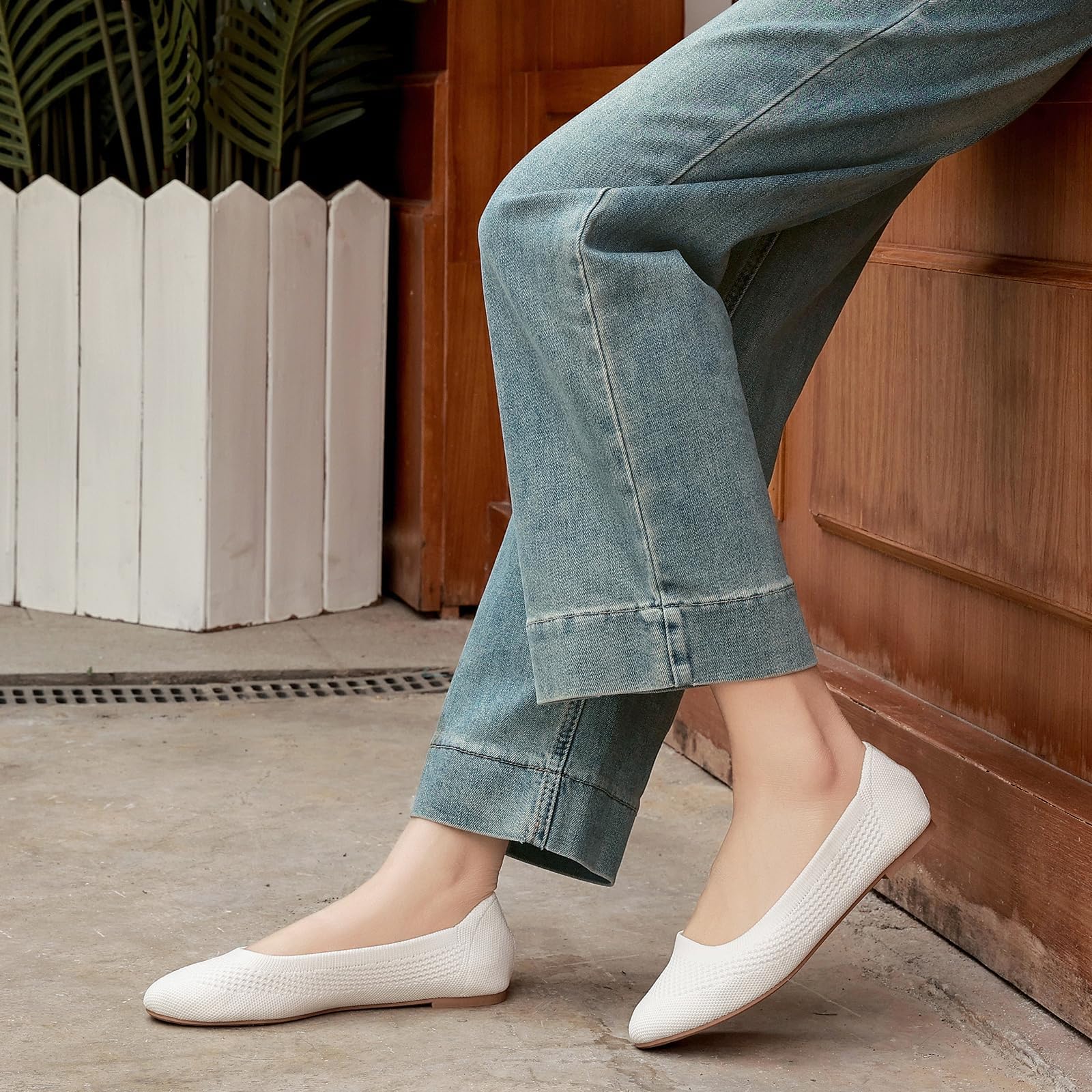 Ballerines Femme Confortable Flats Rond Tricot Pointe Chaussures,Élégante Slip on Walking Robe Ballerines Pliable Chaussures pour Femmes Doux