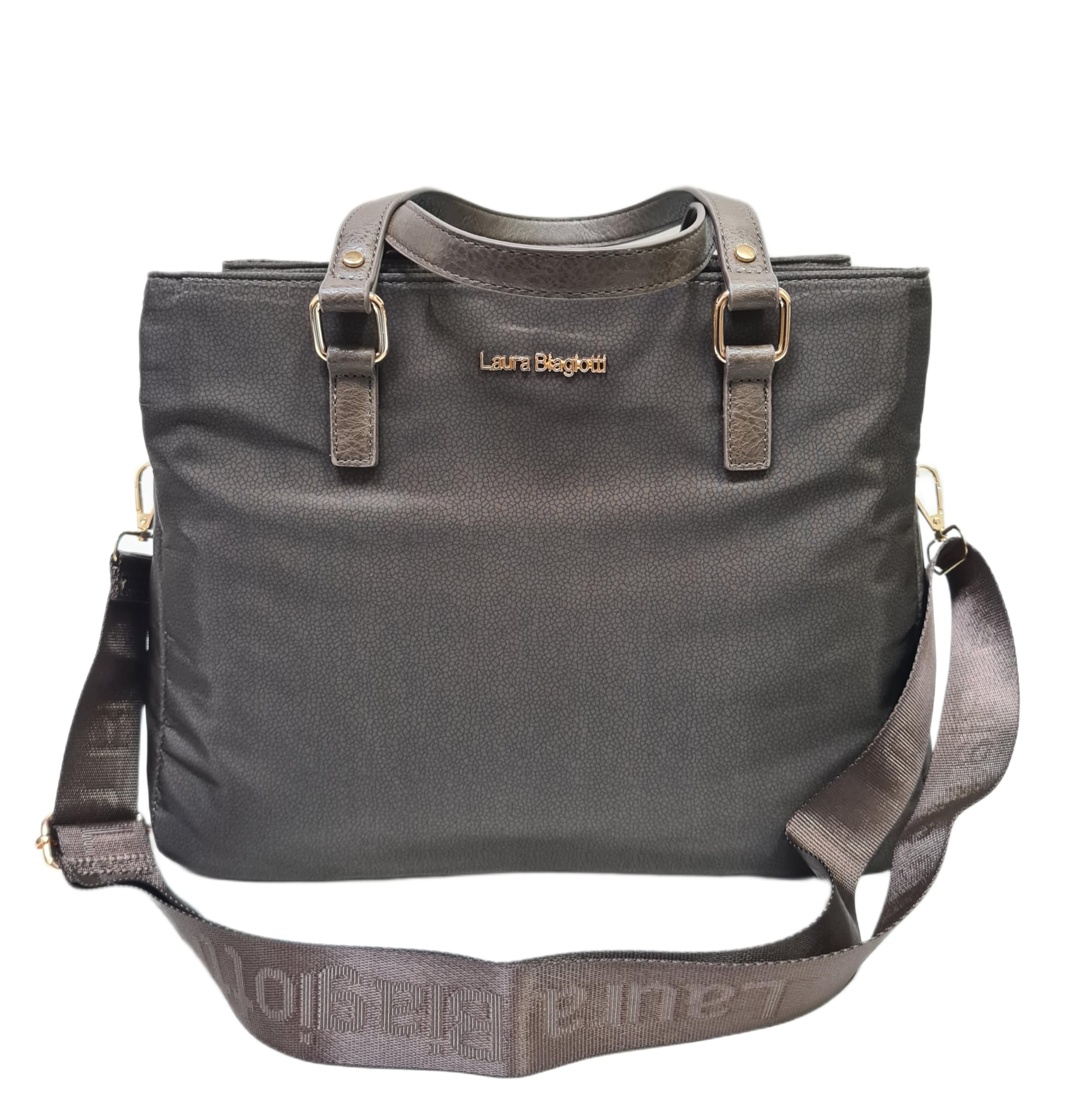 Laura Biagiotti Borsa Donna Tote Lorde, Nylon con Texture, Manici in Ecopelle, 31x25x14 cm, con Tracolla Regolabile e Scomparti Multipli Art. LB 101-34