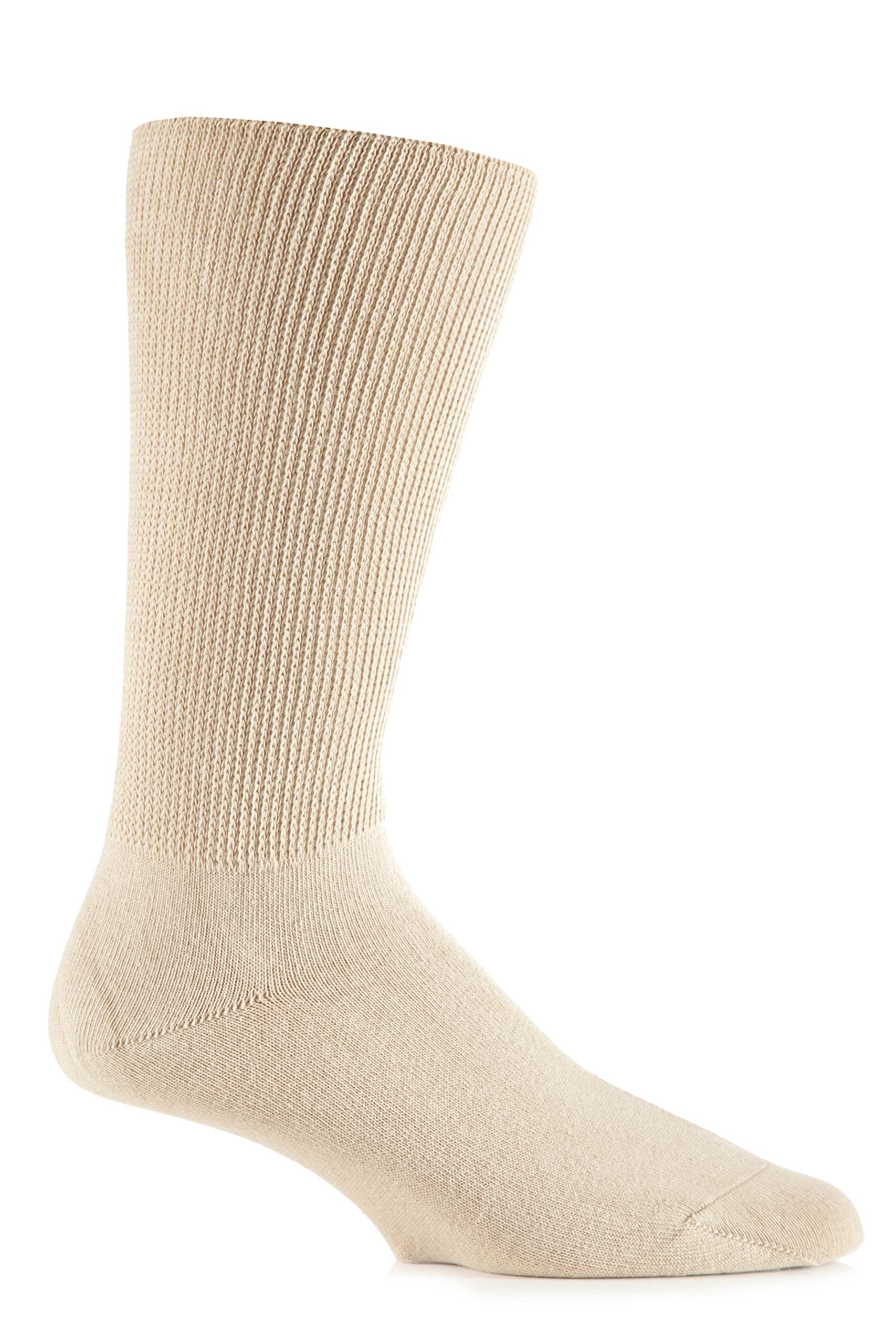 Sockshop Unisex Beige Iomi Footnurse Mens And Ladies Oedema Extra Wide Cotton Socks Pack Of 1 6-8.5