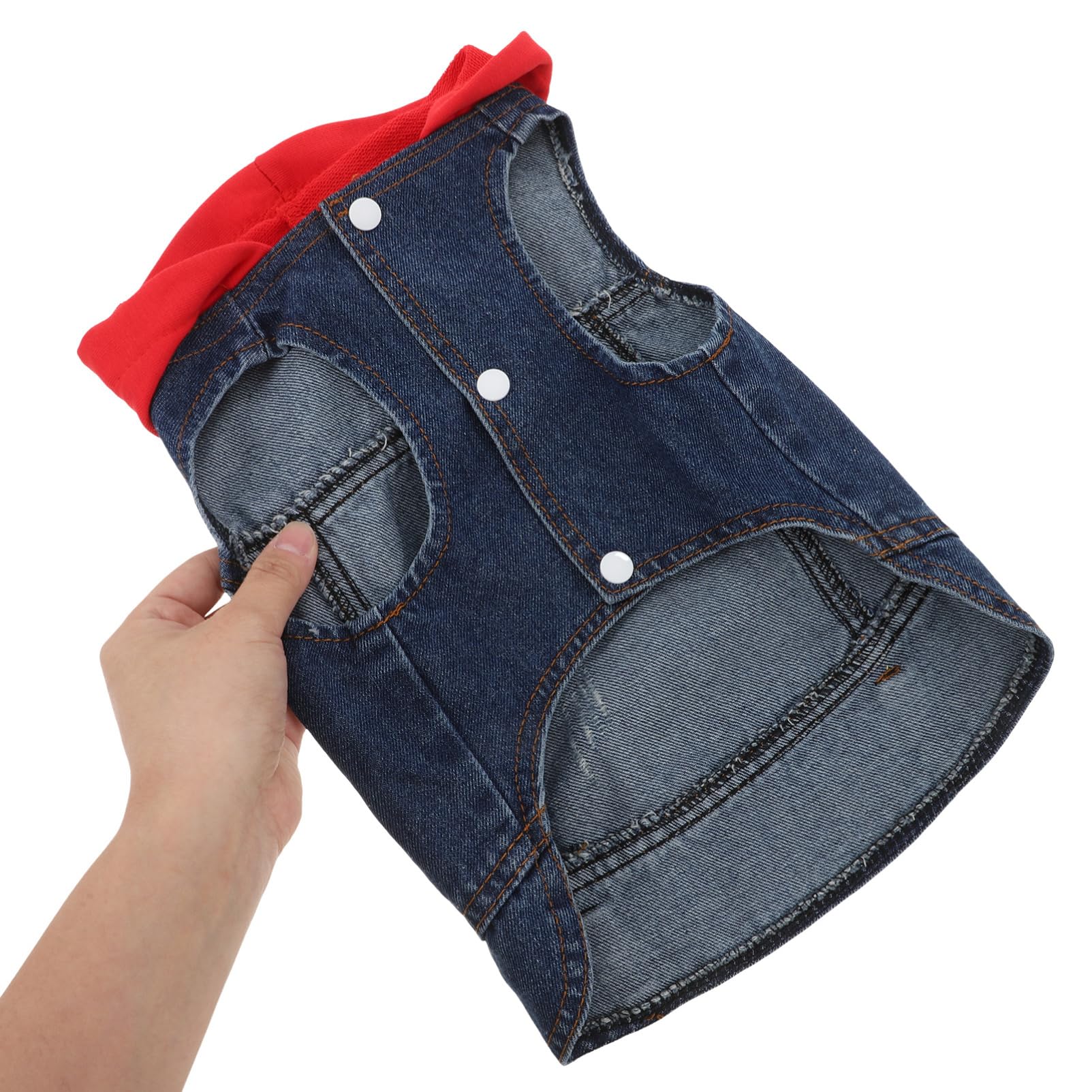 Happyyami Gilet per Animali Domestici Cappotto Cane Cappottino Cane Giubotto Cane Abbigliamento per Cani Costume da Mucca Cane Cucciolo Giacca di Jeans Forniture per Animali Domestici Rosso
