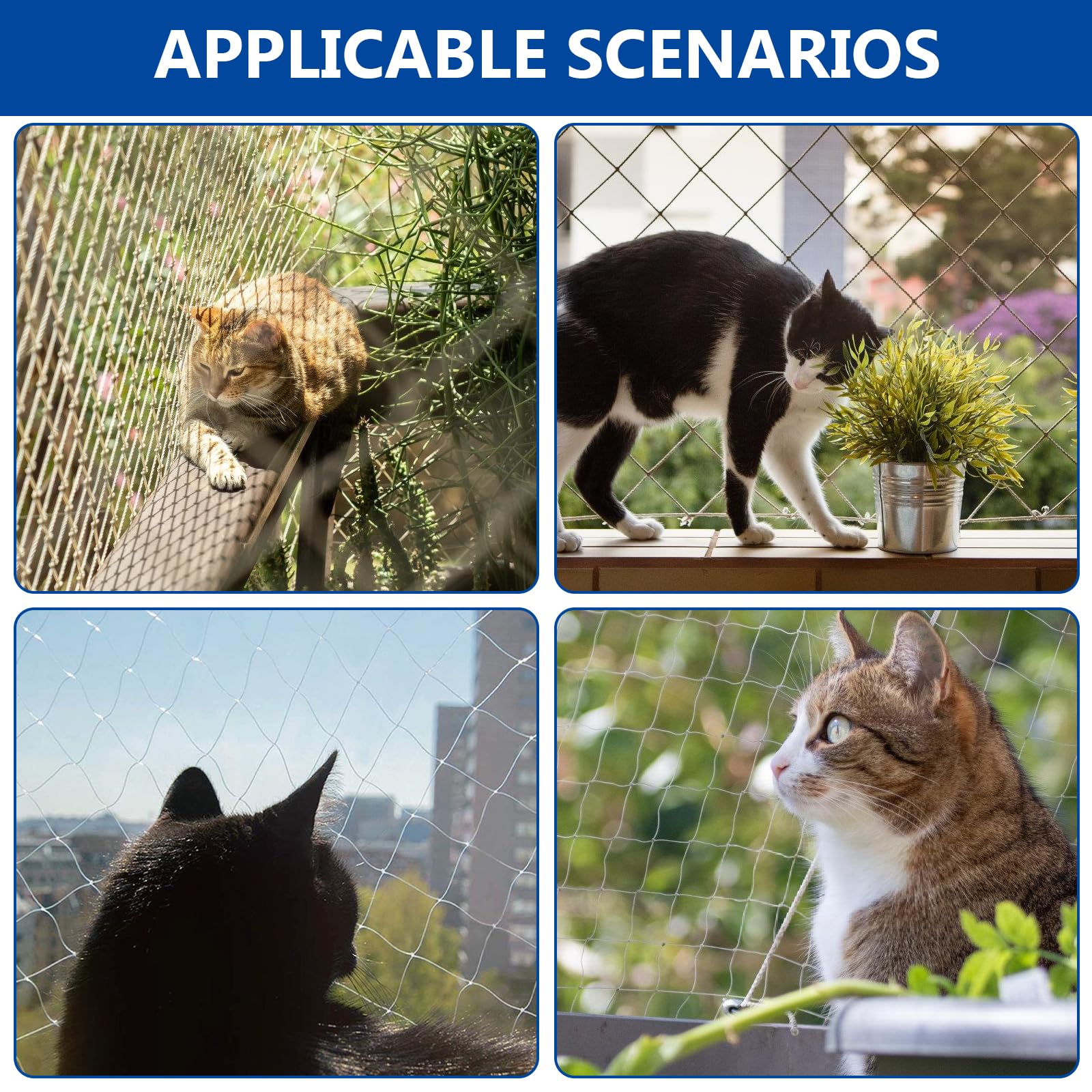 Rete Di Sicurezza Per Gatti Balcone 8x3m - Rinforzata Con Filo Acciaio, Impermeabile