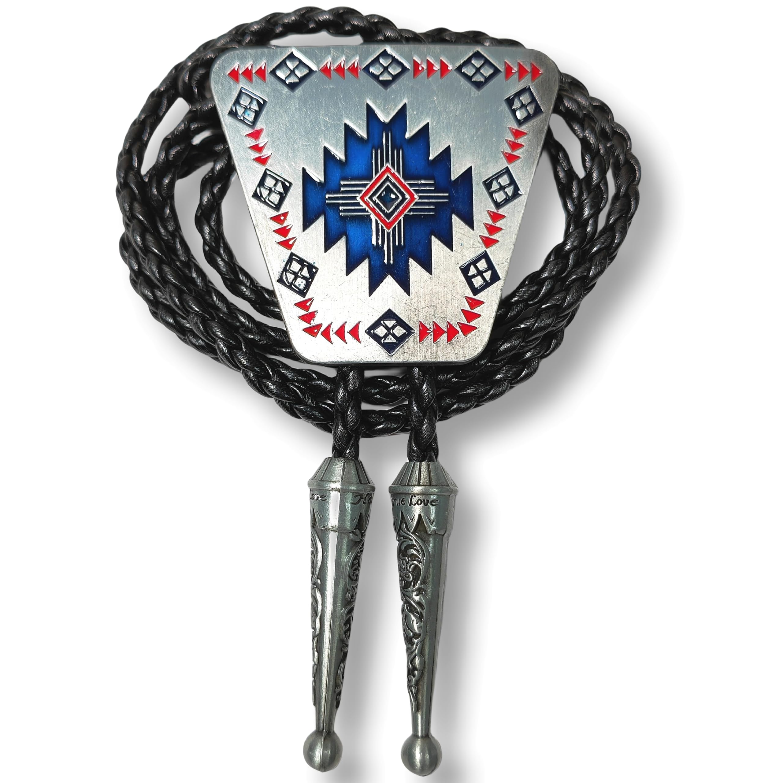 Himongoo Unisex Trapezoid Totem Bola Bolo Tie Faux Leather Wedding Necktie For Men Women Western Style Bolo Necktie