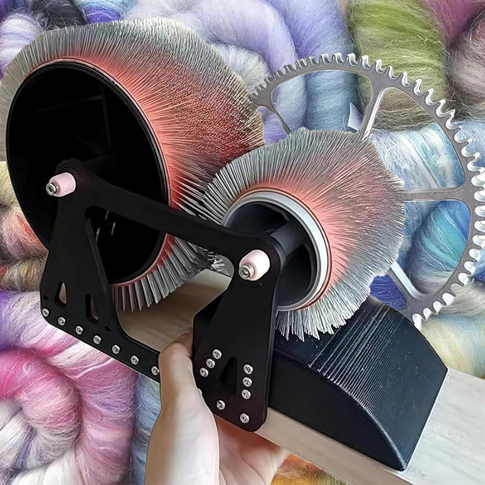 Ręczna maszyna do czesania wełny z korbą ręczną, szybkie mieszanie kolorów do majsterkowania, szybkie mieszanie kolorów, czesanie, spinning, do zgrzebania włókien wełnianych i tworzenia projektów