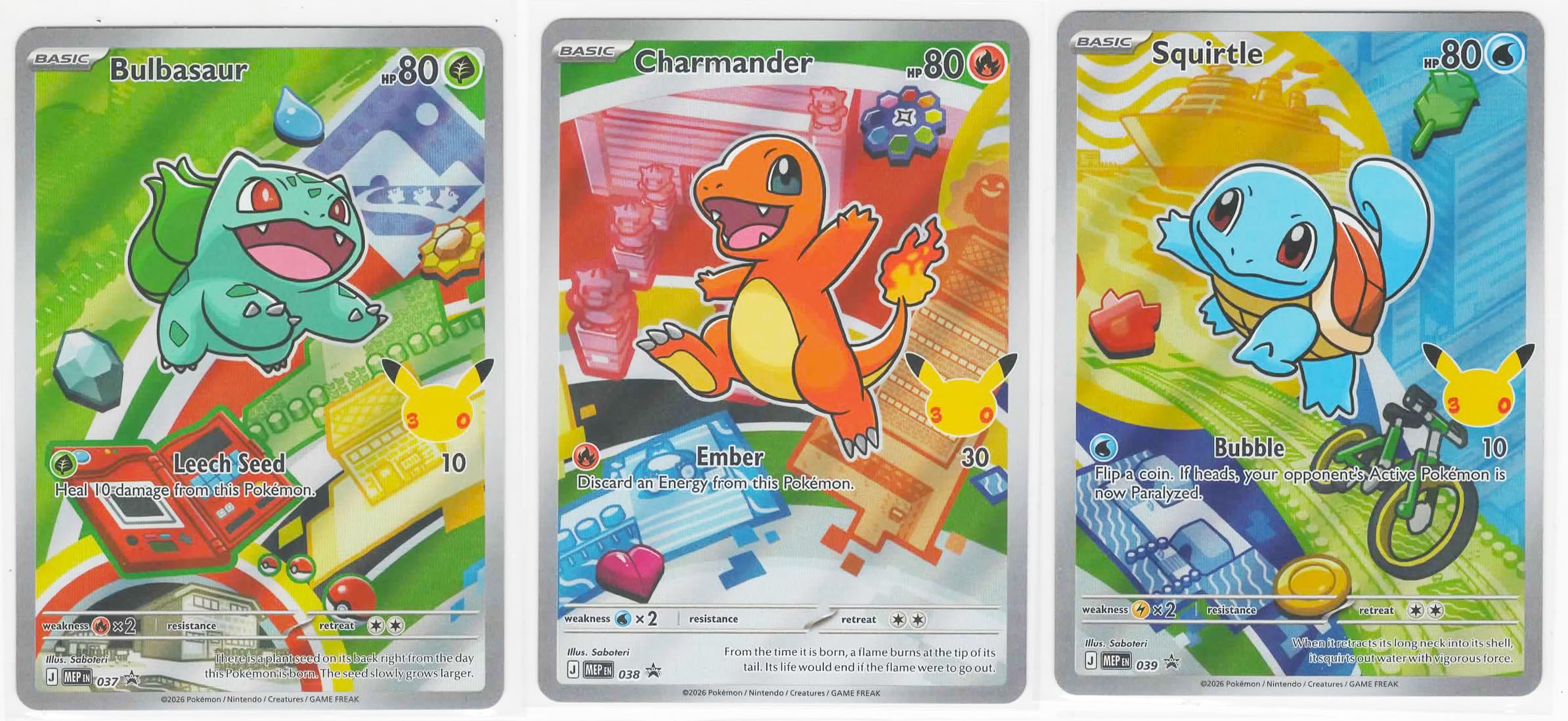 First Partner Illustration Collection - Bulbasaur Charmander Squirtle - MEP 037 038 039
