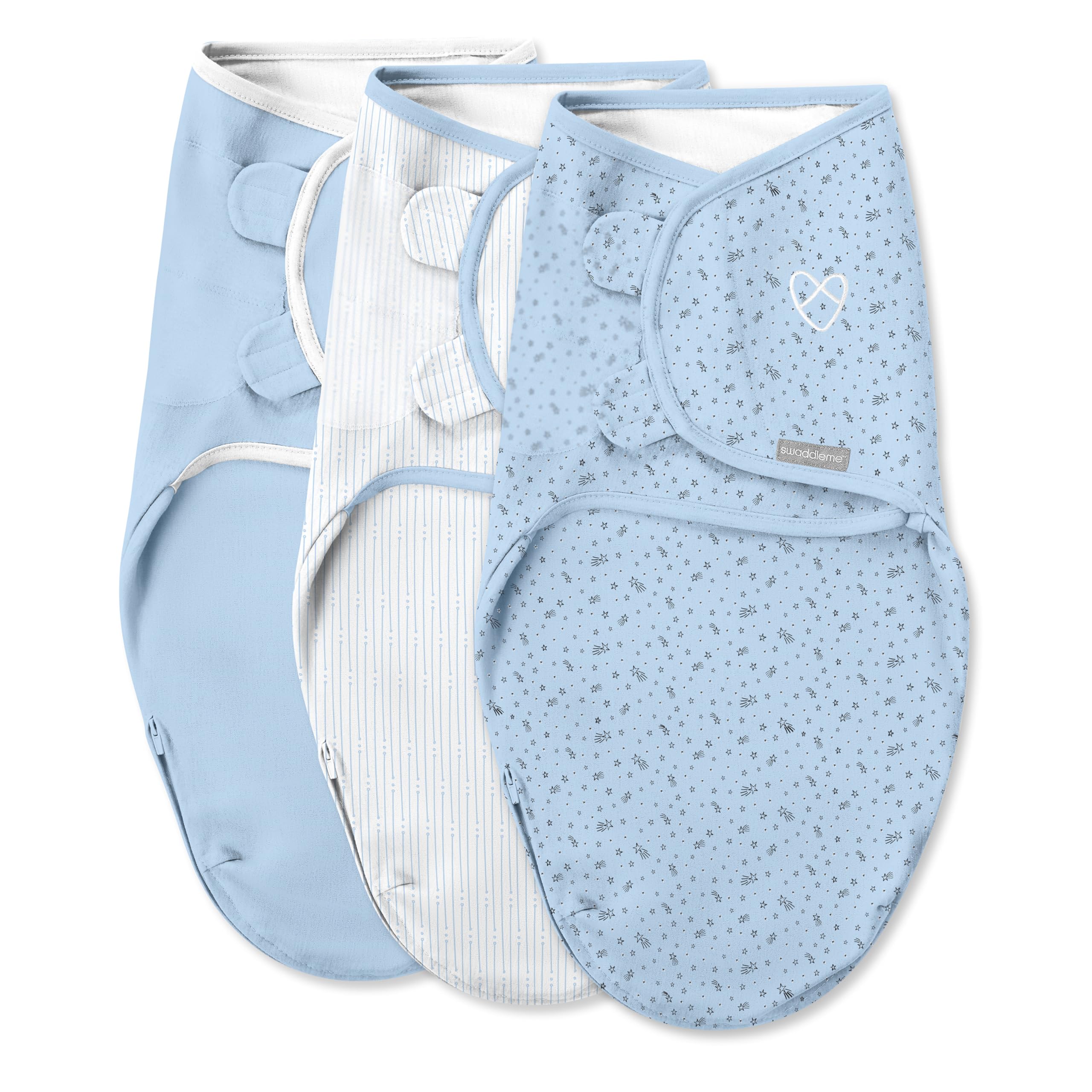 Swaddleme Easy Change Swaddle β Size Small/Medium, 0-3 Months, 3-Pack (Shooting Stars)