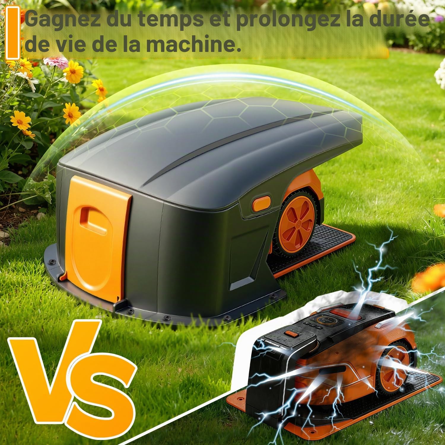 Mähroboter Garage Pliable Compatible avec Station de Charge Auvent de Protection pour Robot Races Accessoires pour Mähroboter Pas de Blocage de Signal Protection UV, Protection Contre