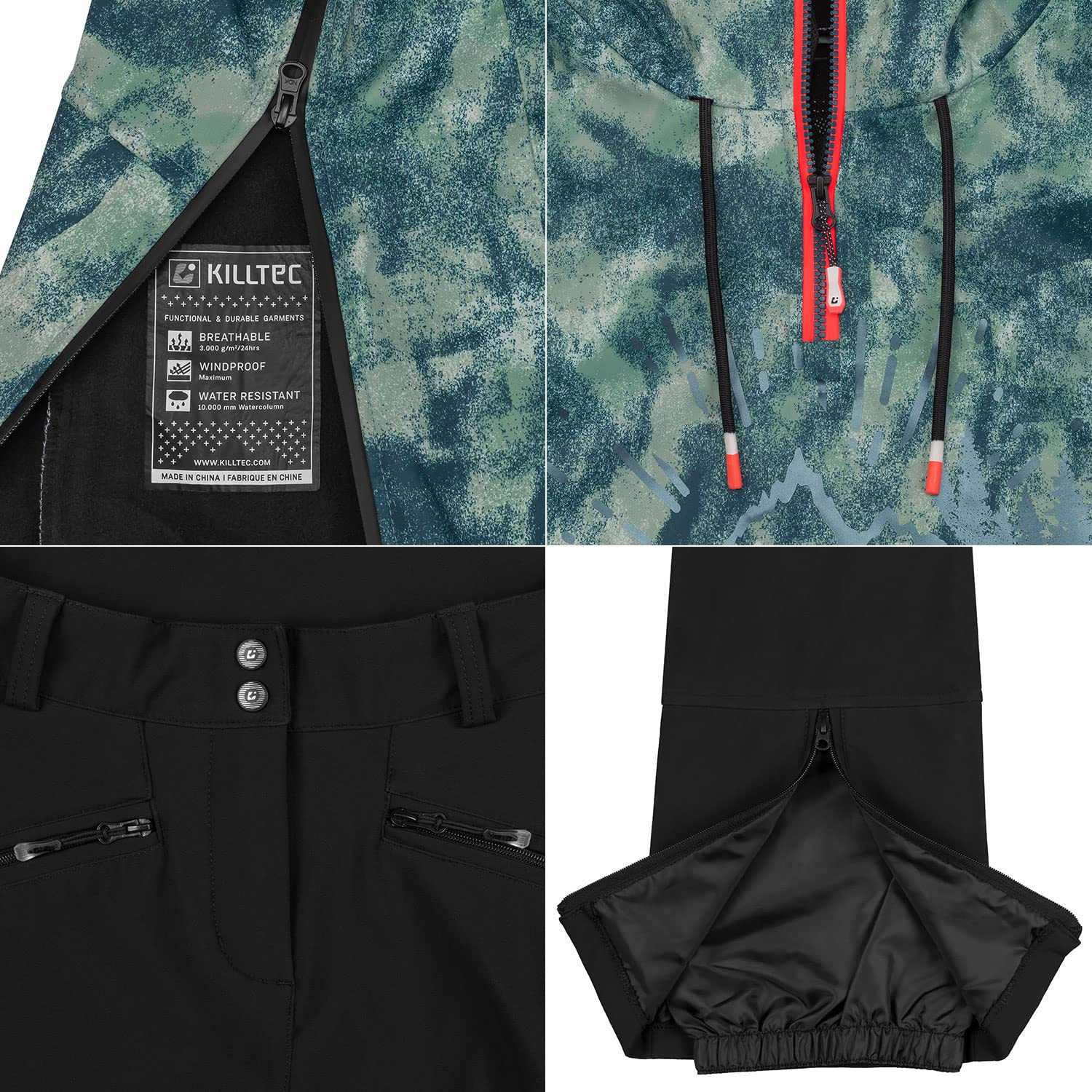 Killtec leichter Damen Skianzug - mit 10.000 mm Wassersäule - Windbreaker Hoodie und Funktionshose