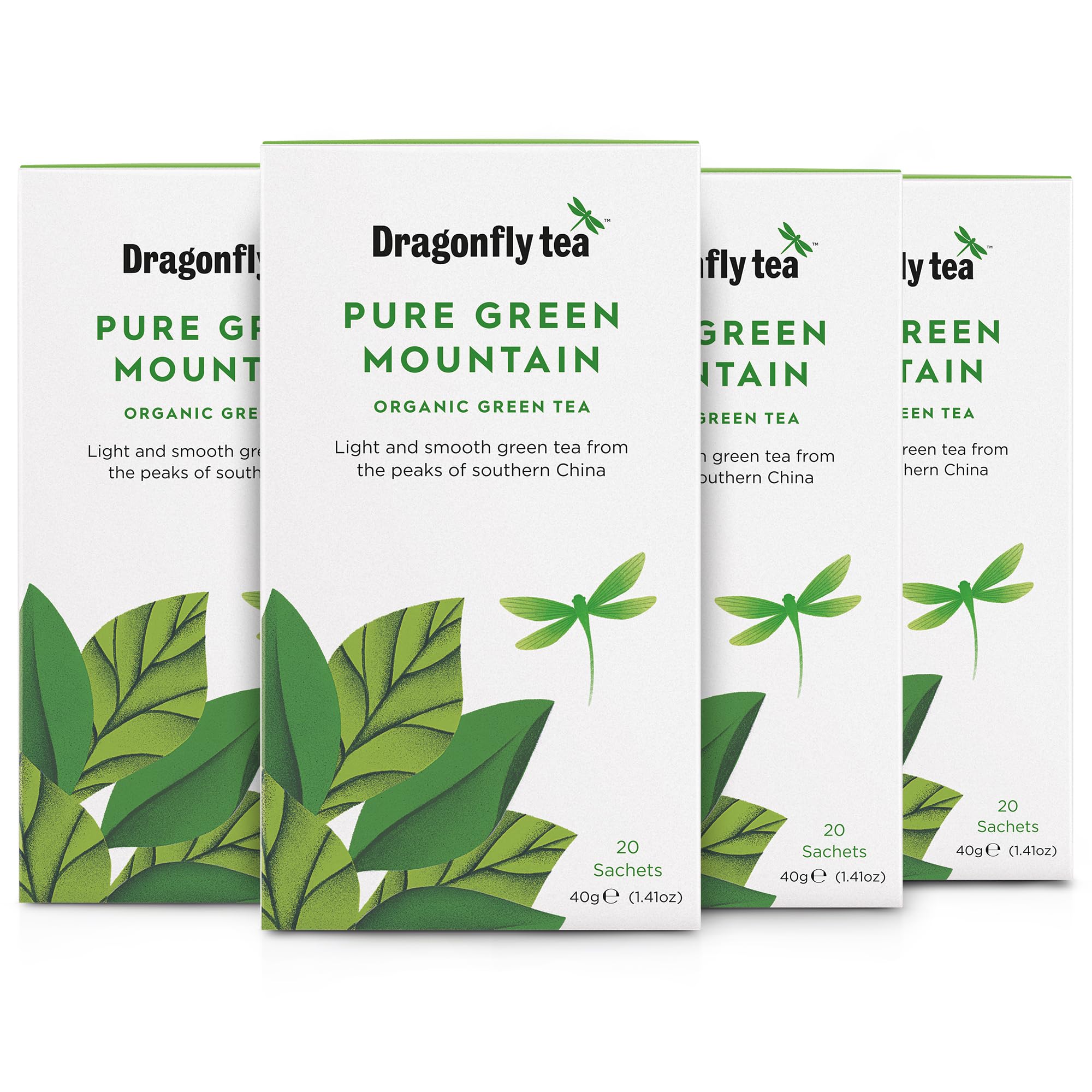 Tea Pure Green Mountain Organic Green Tea Bags, 4 x 20 (80 Teabags), Biodegradable, Plastic Free, Individually Wrapped