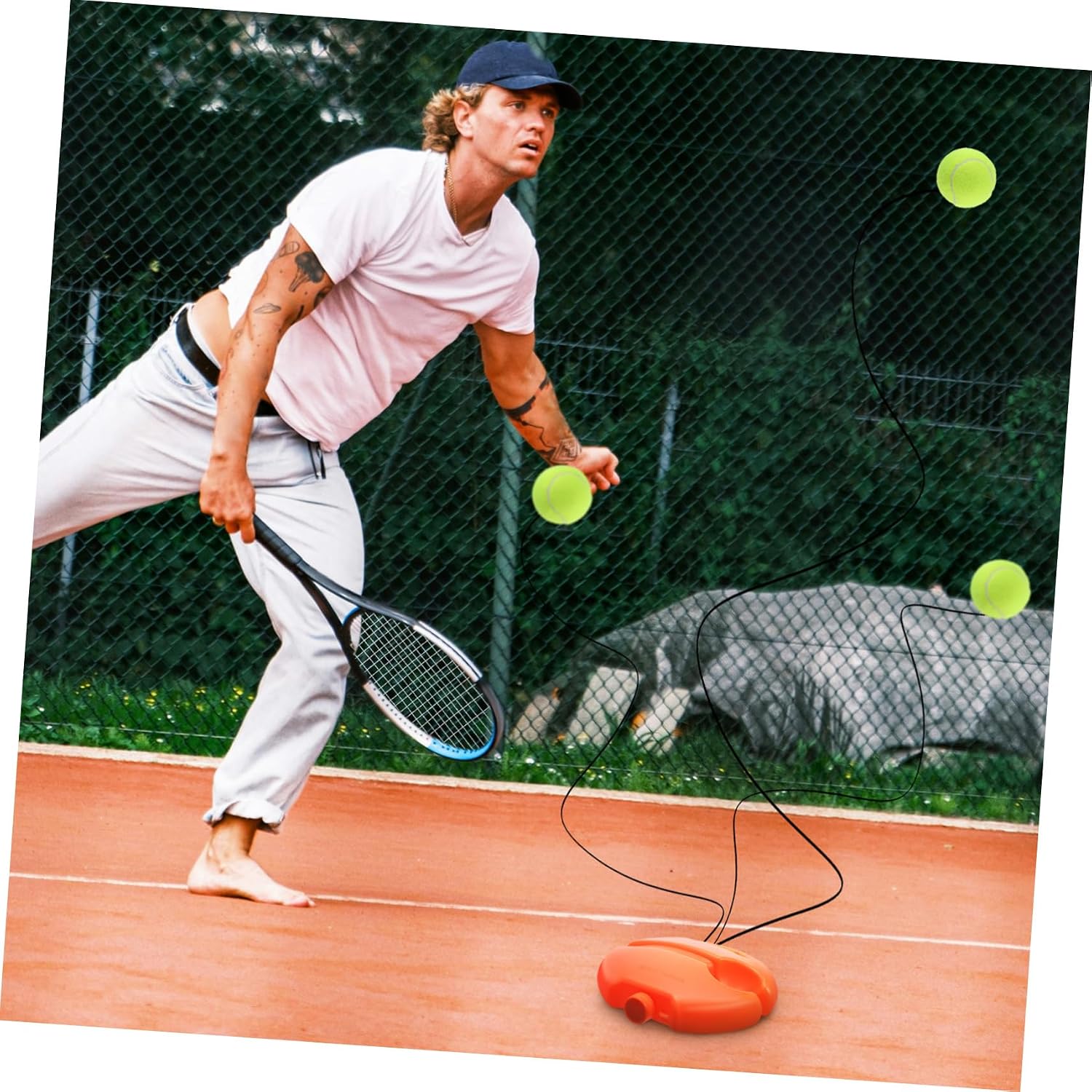 Kisangel Tennis Rebound Trainer Training Tennis for Practice Elastic Cord Portable Training Equipment