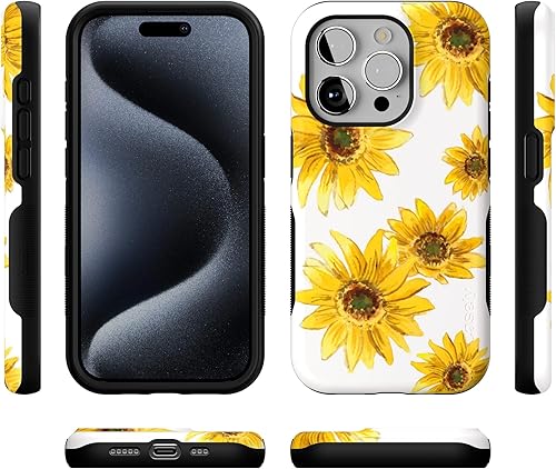Vista 75 de Casely Funda para iPhone 15 Pro Jardín Secreto Flores mixtas Funda atrevida Compatible con MagSafe y botón de acción Jardín Secreto Floral
