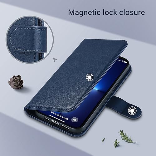 Miniatura 8 de ULAK Funda protectora de piel sintética de alta calidad compatible con iPhone 13 con tarjetero y función atril, diseñada para iPhone 13 de 6.1