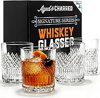 Vista 1 de Aged & Charred Vasos de whisky Old Fashioned (juego de 4) – 11 onzas Rocks Barware para licor de bourbon escocés y bebidas de cóctel – Caja
