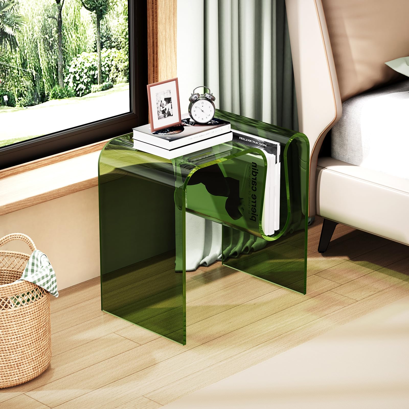 Table d'appoint en Acrylique, 45 x 30 x 45 cm, Vert