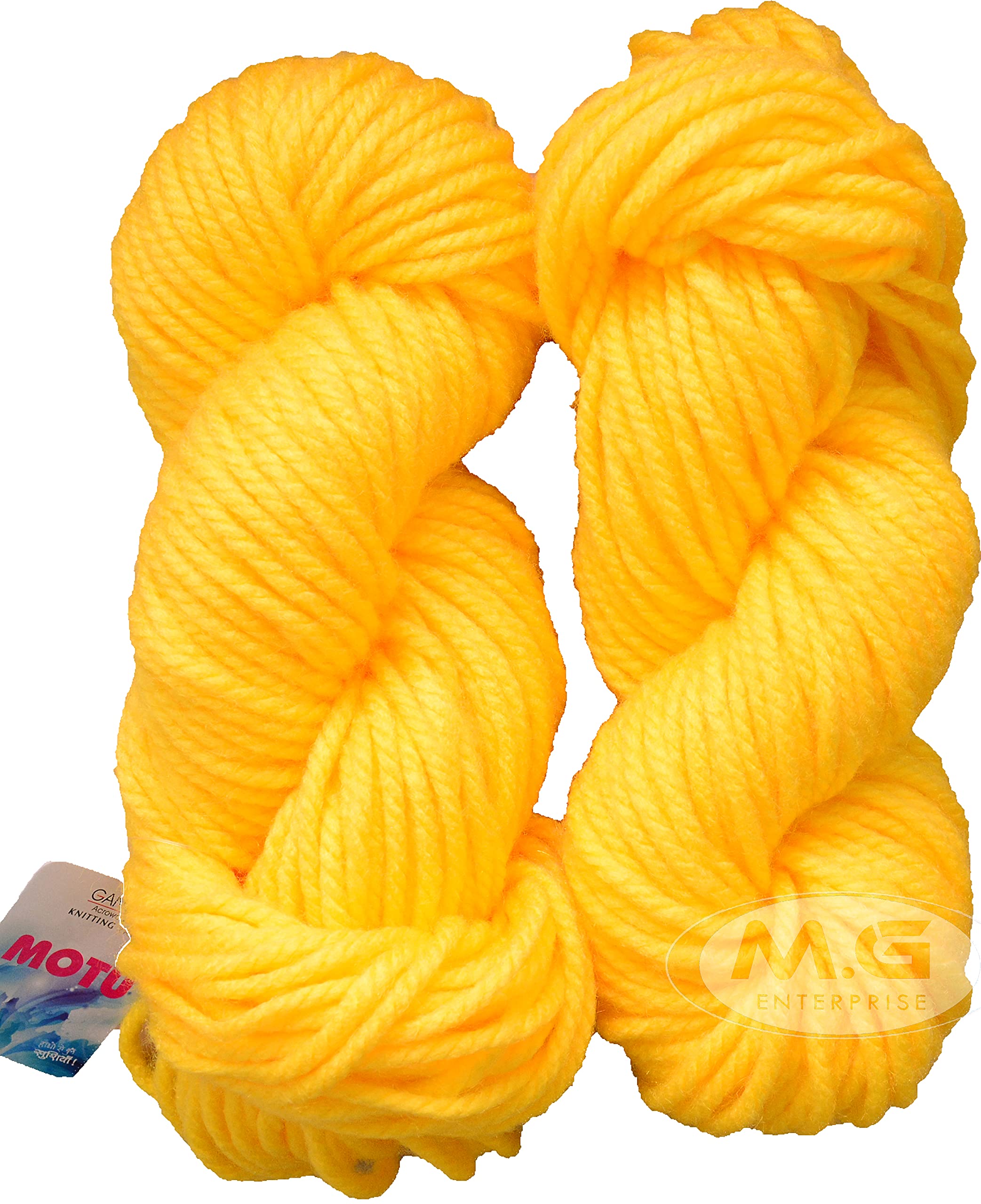Ganga Knitting Yarn Thick Chunky Wool, Motu Thick Yarn Lado Pila 200 gm Best Used with Knitting Needles, Crochet Needles Wool Yarn for Knitting - CIB