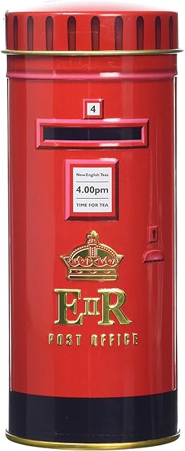 New English Teas British Post Box Tea Tin with 14 English Breakfast Teabags