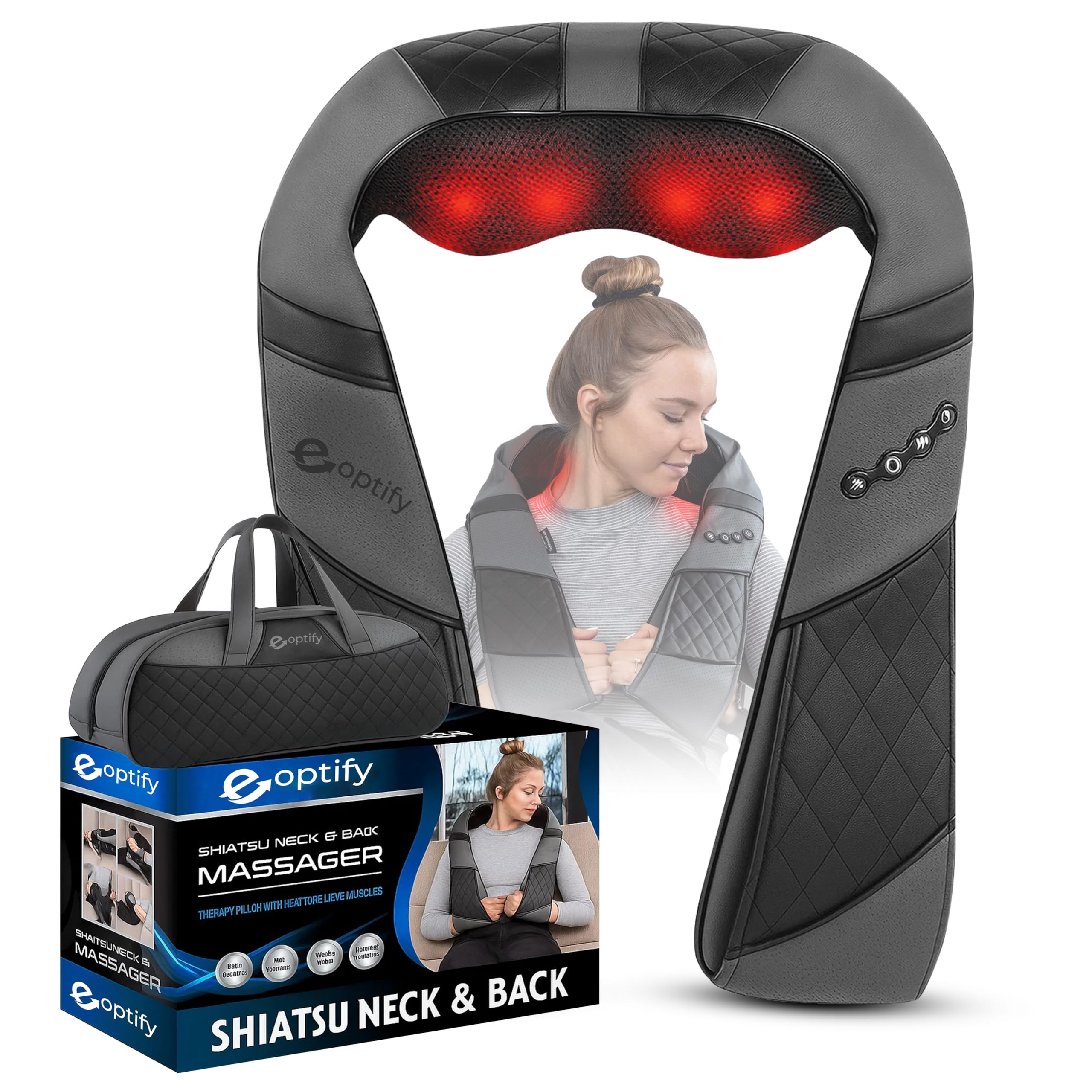 Portable Neck and Shoulder Massager with Heat –Deep Tissue Shiatsu Shoulder Massager for Pain Relief, Cordless Electric Body massager for Pain Relief, Massage Machine For Back Pain Body