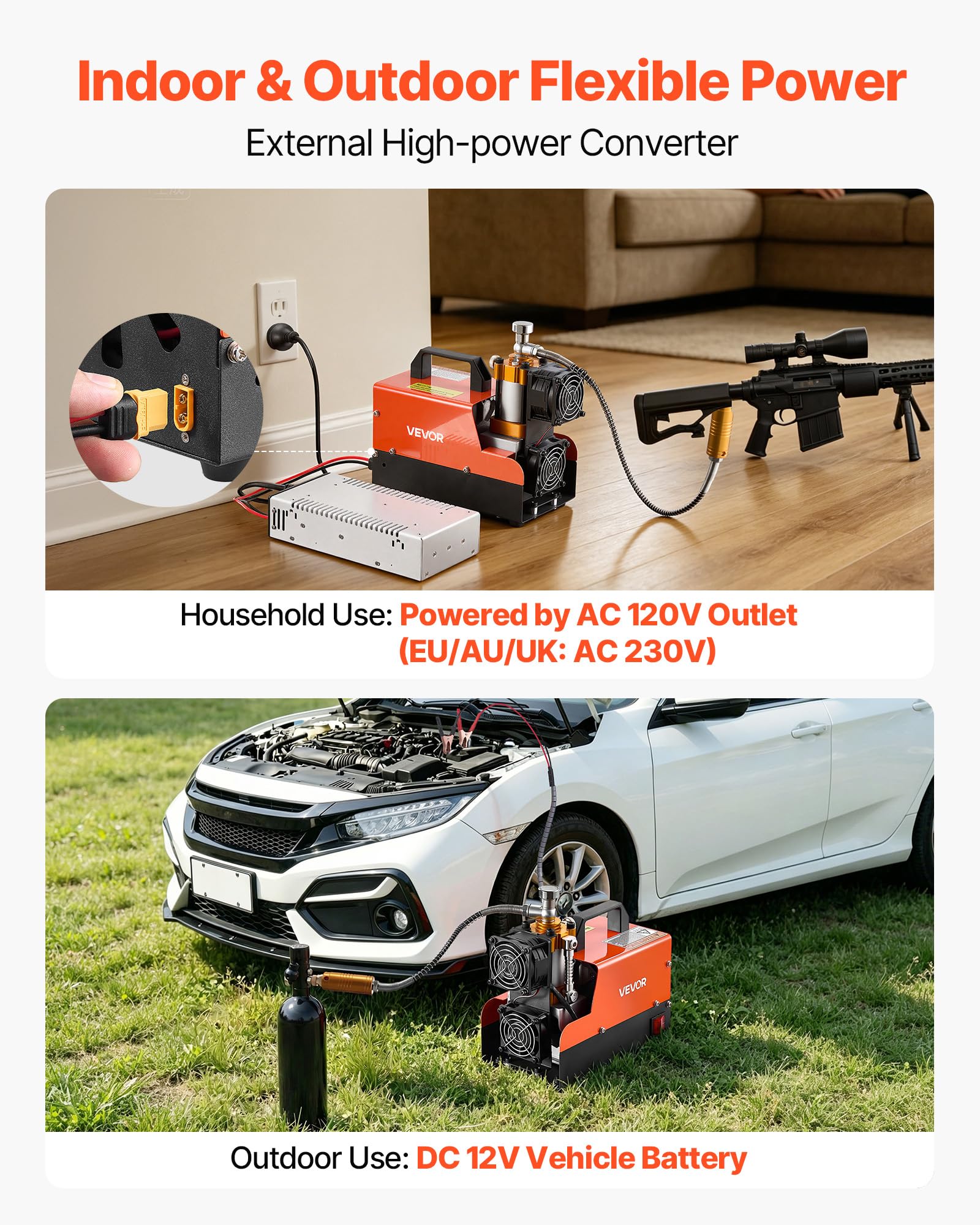 VEVOR Compresor de Aire Comprimido PCP 250 W Compresor Portátil 30 MPa