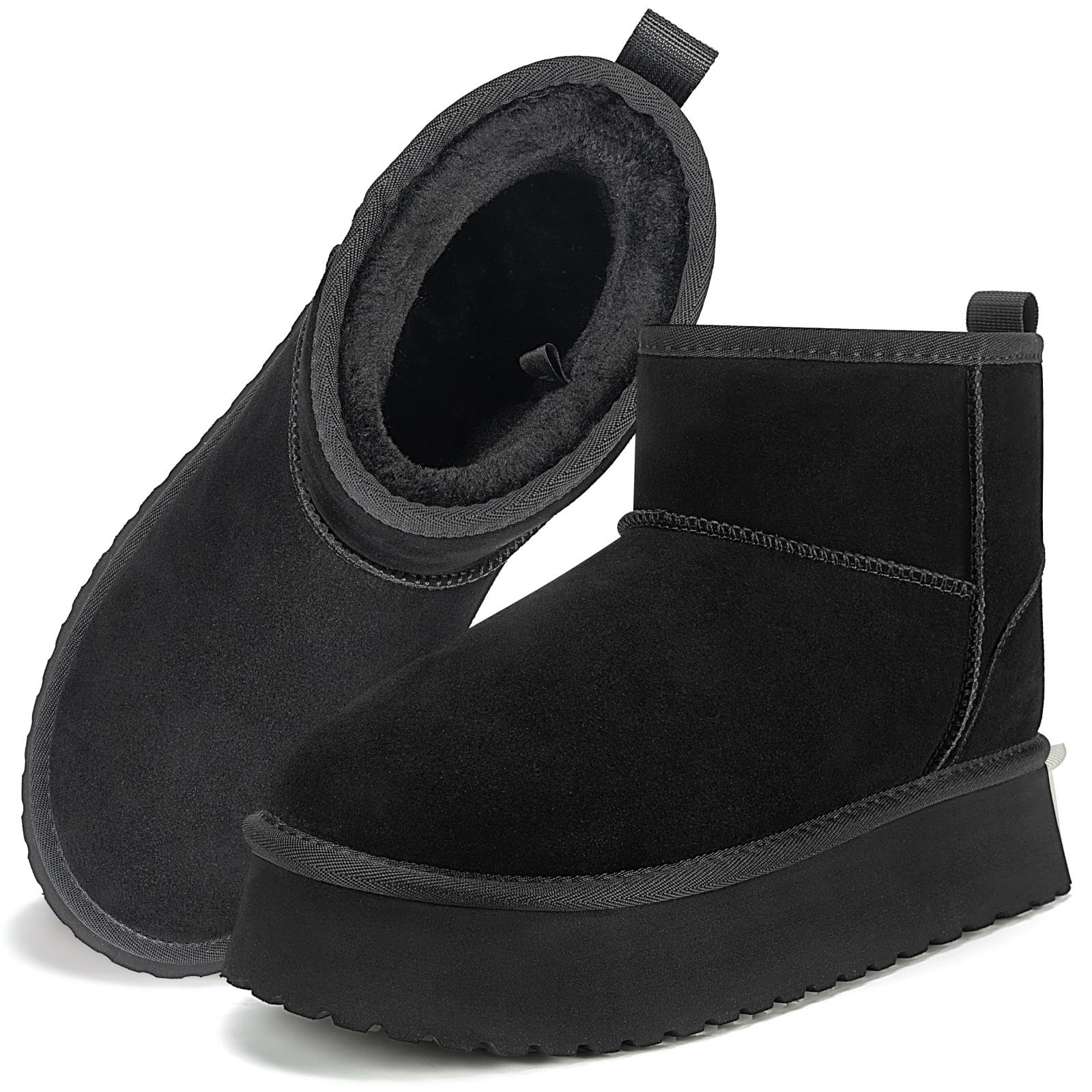 Mishansha Classic Platform Mini Boots for Women Faux Suede Ankle Boots Warm Winter Boots