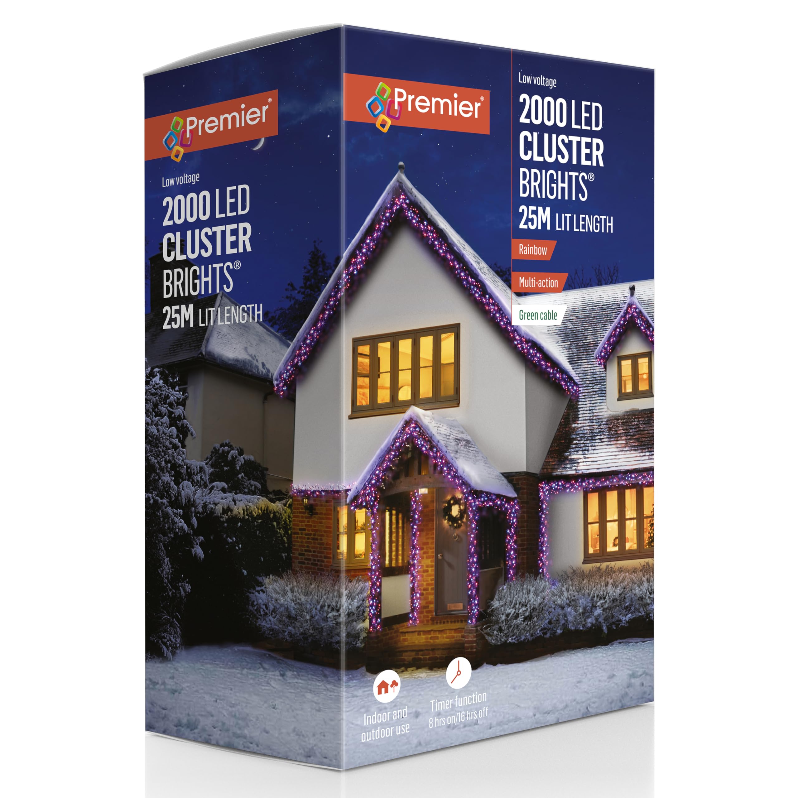 Premier Rainbow 2000 Multi Action Led Clusters Timer Christmas Lights