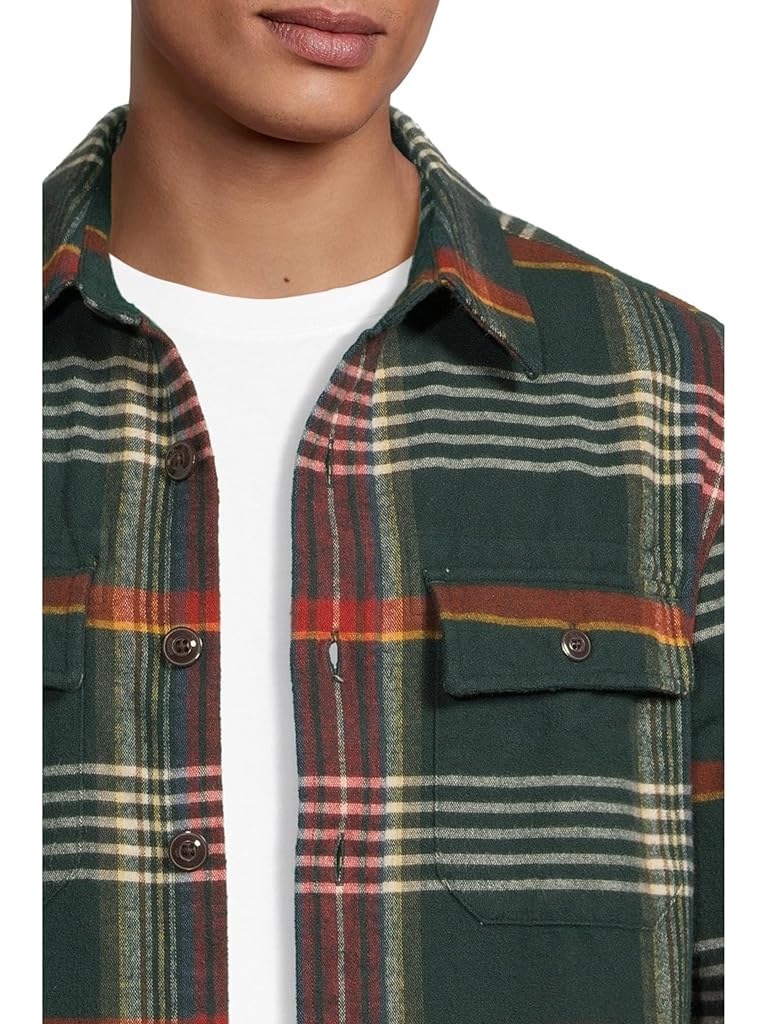 Green L.L.Bean Signature 1933 Chamois Cloth Shirt Long-sleeve Pattern Regular