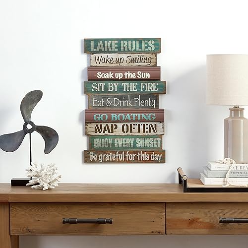 Miniatura 5 de Young's Inc. Letrero de reglas del lago Pieza rústica de decoración del hogar Letrero de madera para decoración de pared rústica, decoración de