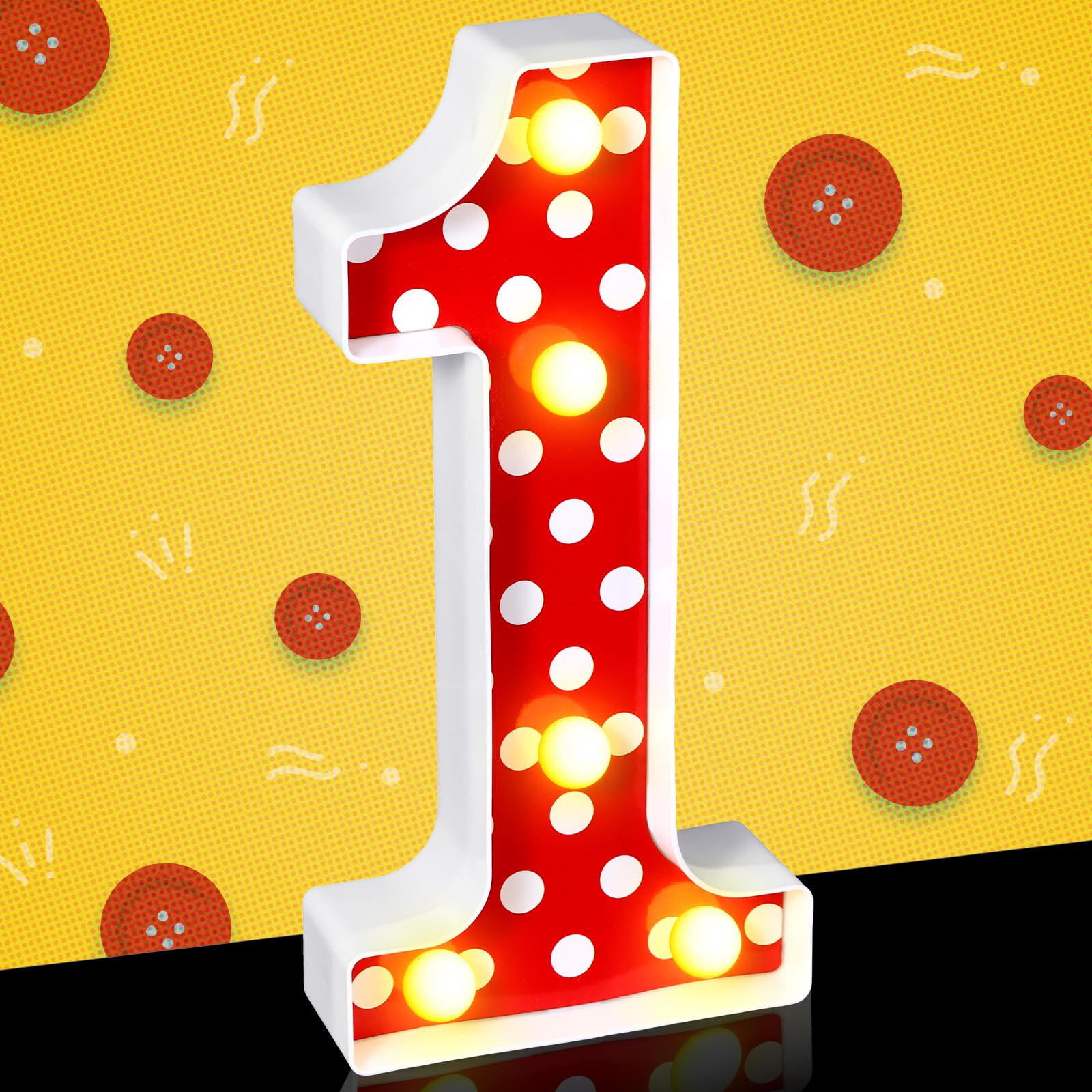 Glooglitter Mouse Birthday Decorations Marquee Light up Number Glowing Mouse Number Sign for 1st 2nd 3rd Boy Girl Kid Birthday Party Decorations Table Centerpieces Bedroom Wall Decor(Red Number 1)
