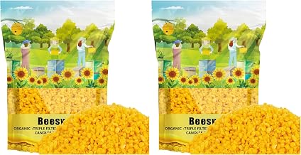 CARGEN Yellow Beeswax Pellets- 430g (0.95lb) Organic Beeswax Pellets Triple-Filtered Natural Bees Wax Cosmetic Grade Bee Wax for DIY Candles Skin Care Lip Balm Soap (Pack of 2)