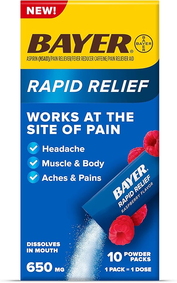 Bayer New Rapid Relief Powder Packs with Aspirin & Caffeine