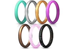 Stackable Silicone Wedding Rings for Women, Thin Rubber Engagement Bands in 2.5mm...