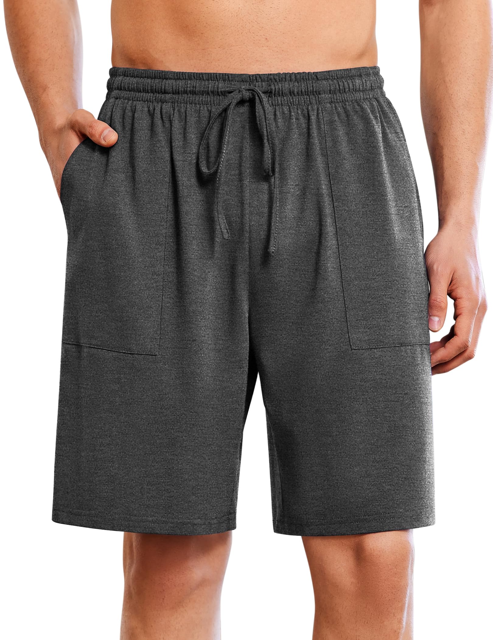 Ekouaer Men's Pajama Shorts Cotton Lounge Sleep Shorts Elastic Waist Sleepwear Pants with Pockets