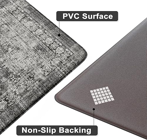Miniatura 4 de Alfombrillas de cocina antifatiga, 2 unidades, antideslizantes, impermeables, acolchadas, ergonómicas y cómodas para oficina, lavandería, fregadero,