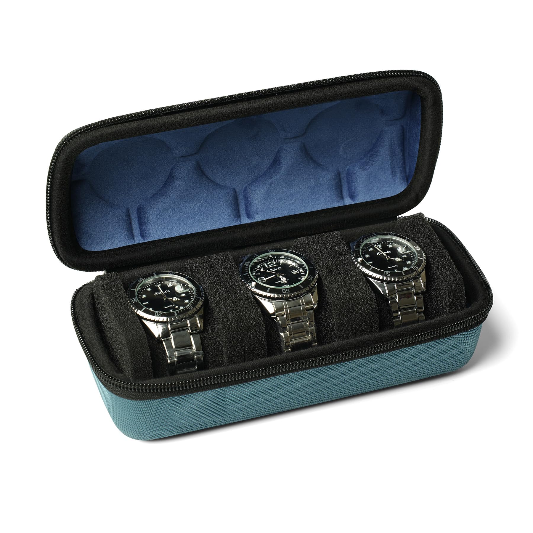 Custodia per orologi da viaggio per orologi, custodia rigida e sicura con morbido cuscino protettivo, si adatta alla maggior parte degli orologi fino a 60 mm