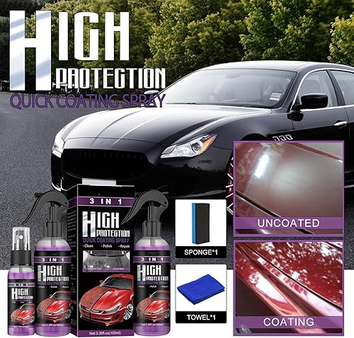 Miniatura 6 de Asorder - Cera de coche multifuncional 3 en 1 agente renovador de revestimiento de cerámica, Nano alta protección de limpieza rápida en aerosol de