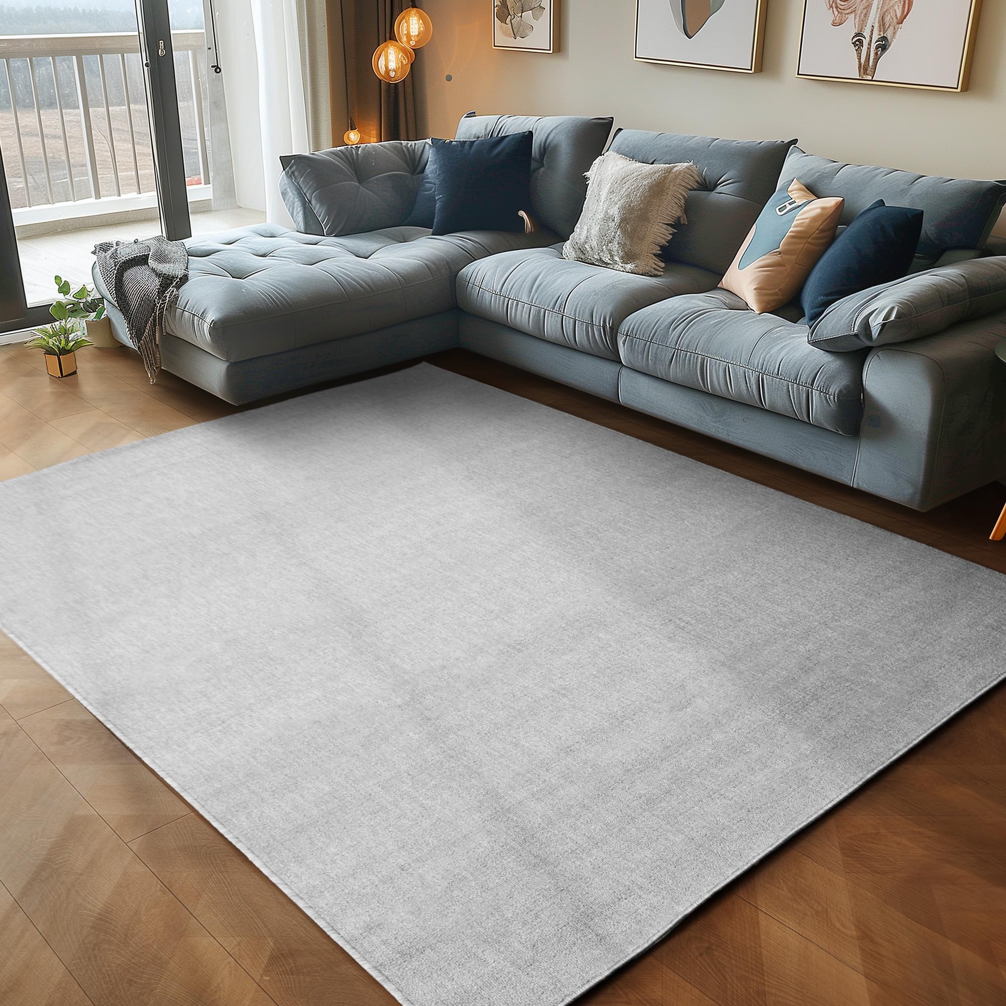 Carpettex Teppich Alfombra de Pelo Corto de Tejido Plano, Alfombra de Bucle Mezclado, fácil de cuidar, Adecuada para la Sala de Estar y el Dormitorio, Color:Gris Claro, Tamano:120x170 cm OEKO-TEX STANDARD 100