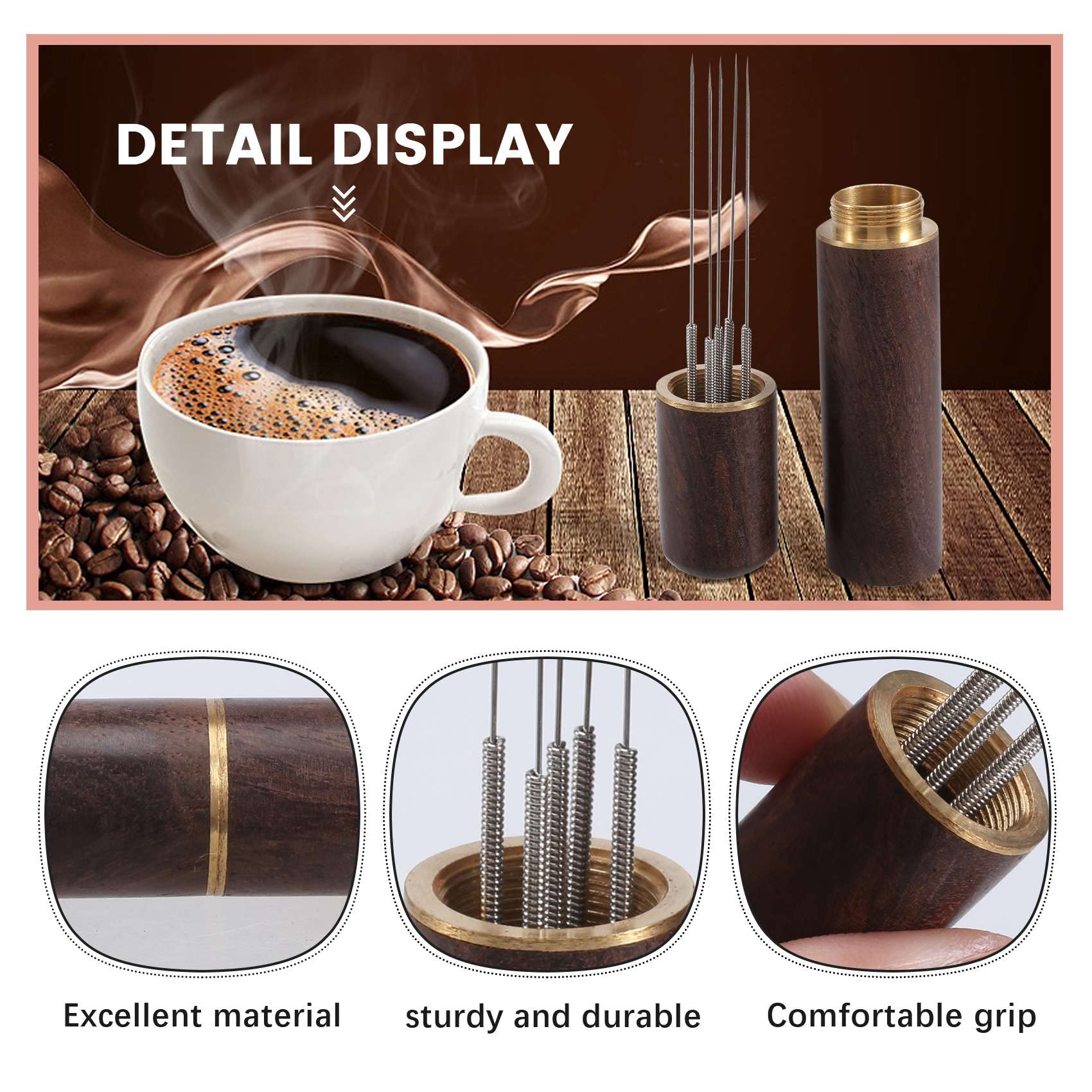 Srutueo Coffee Tamper Stainless Steel Needles Espresso Powder Stirrer Distributor Leveler WDT Tools Cafe Stirring Accessories B
