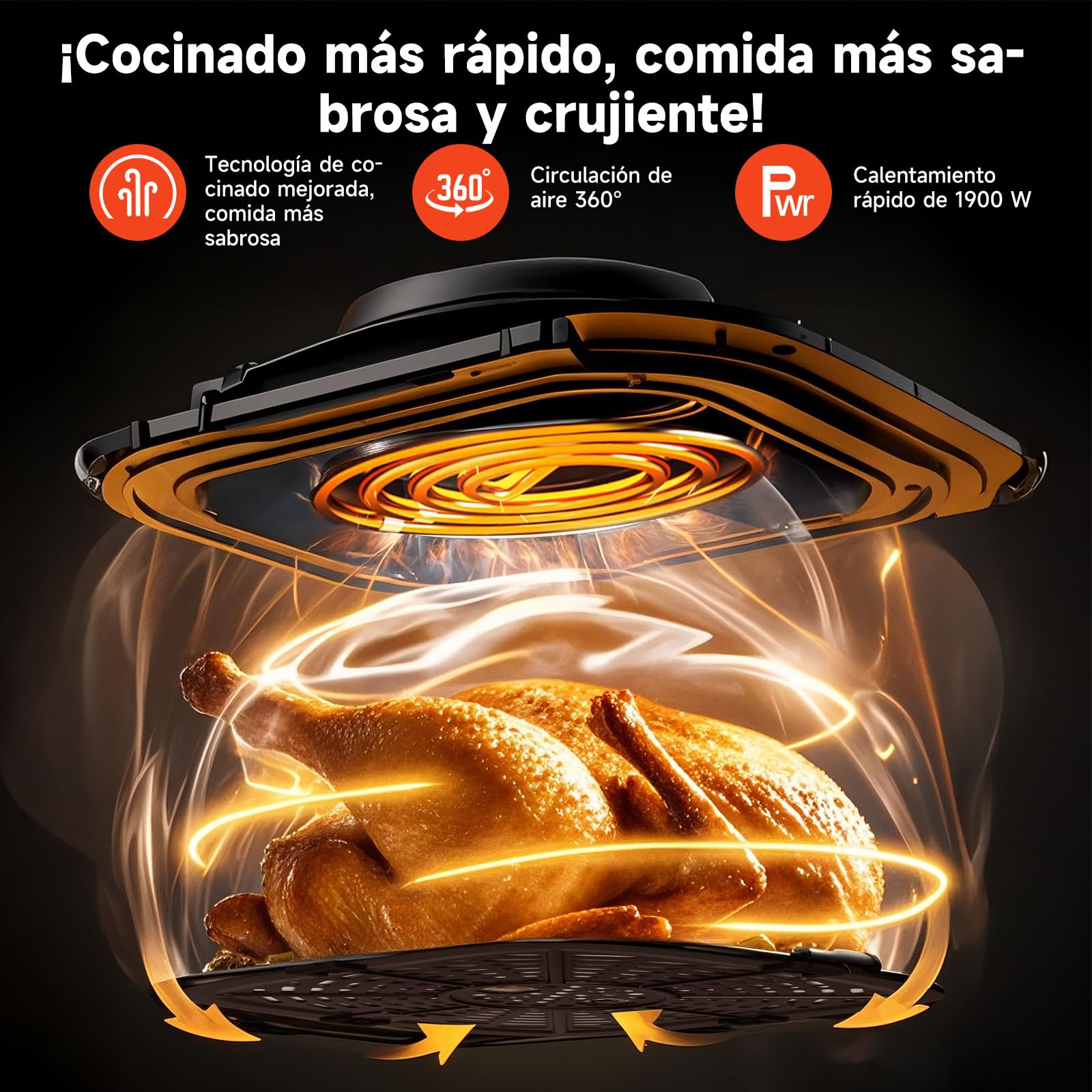 Aigostar Freidora de Aire XXL 7 Litros/2Kg, Air Fryer con Doble Cesta Independiente, Tecnología Rapid Air, 8 Programas, Función de Mantenimiento de Calor, App de Recetas/Libro de Recetas, 1900W