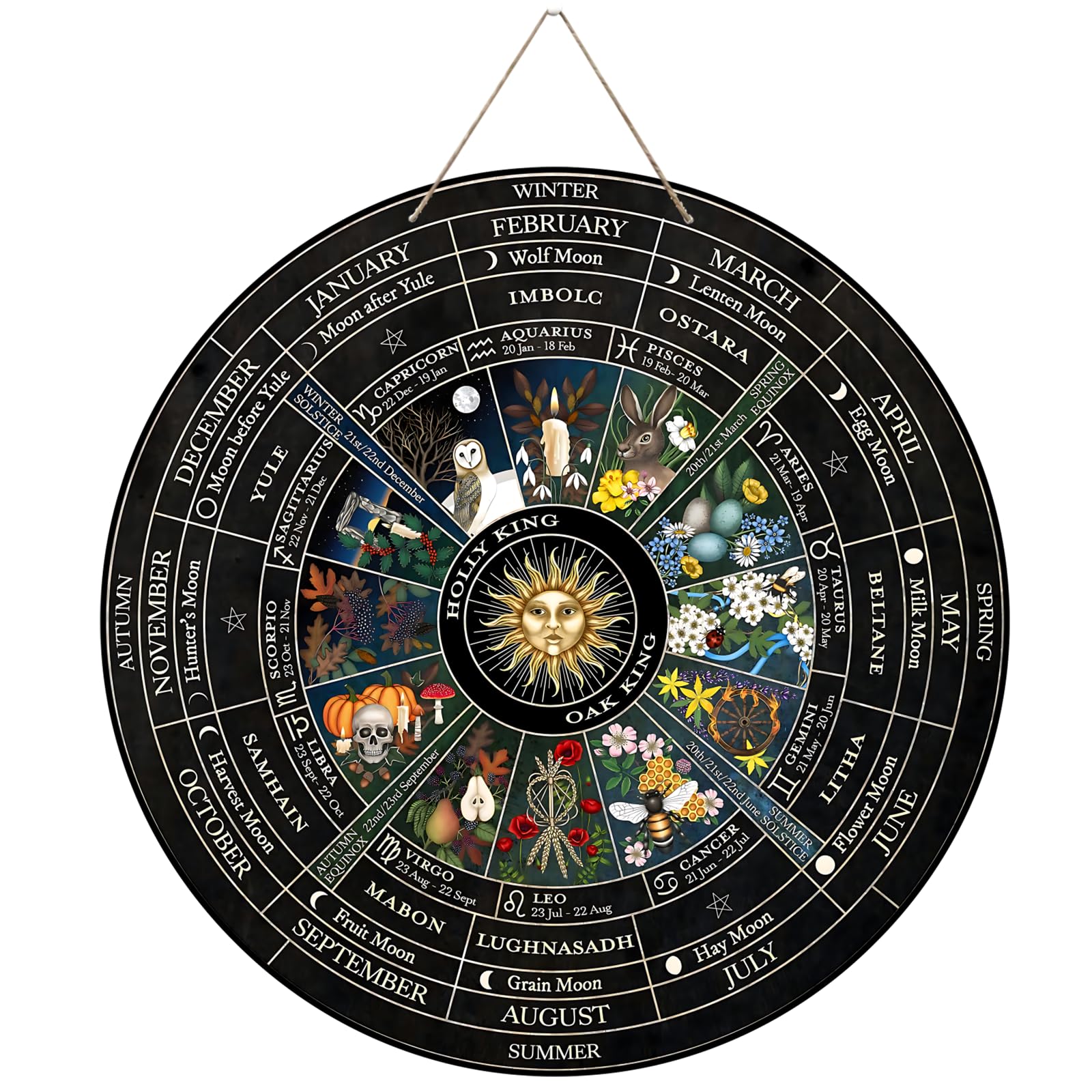 Amazon.com: WBQMUNY Wheel of The Year Wood Sign 12