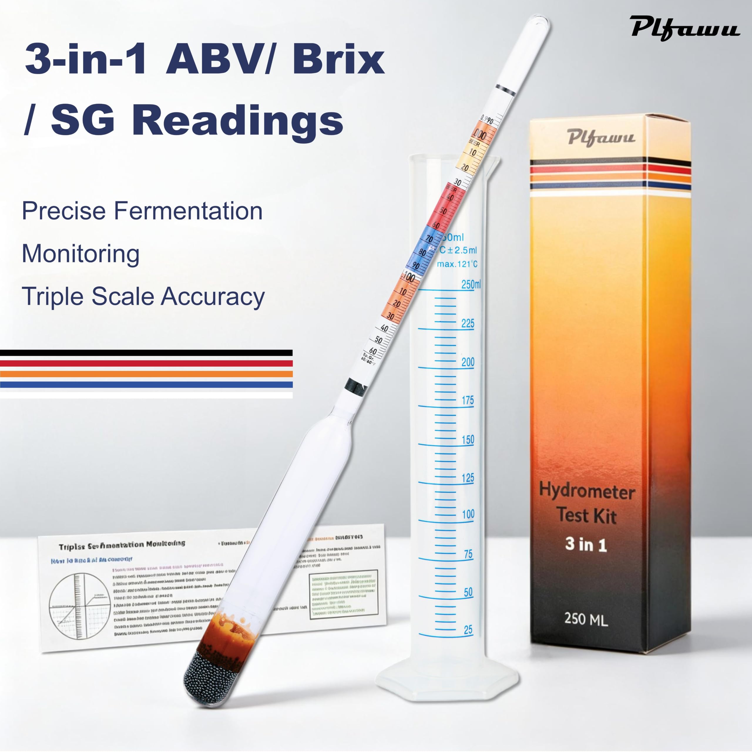 Lab Hydrometer Kit - ABV, Brix & SG Tester -2