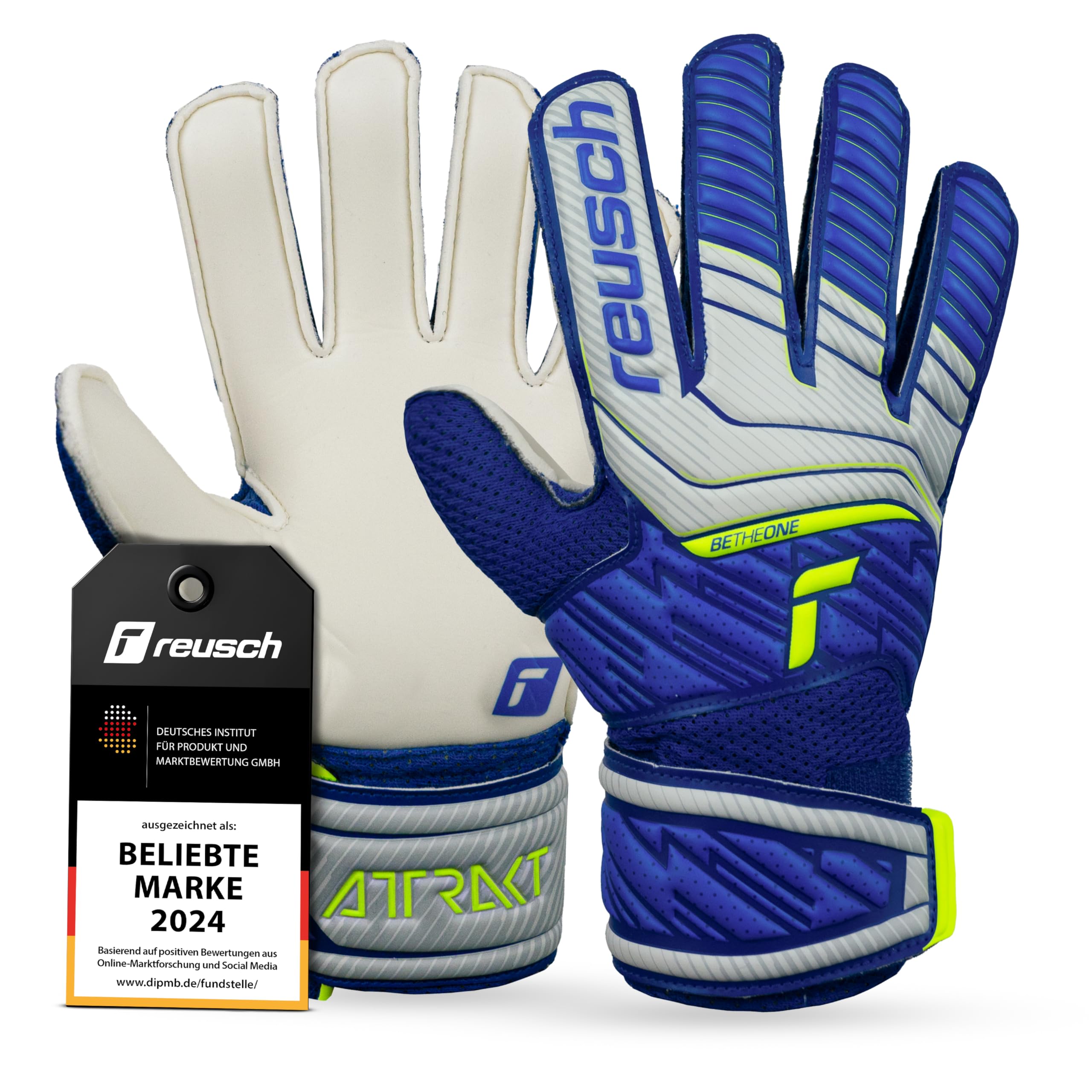 Reusch Attrakt Solid Junior Torwarthandschuhe|Für Kinder 5–16 Jahre|Stabiler Grip mit Solid Latex|Bequemer Sitz und Rundumbandage|Atmungsaktiv und robust|Für Training und Spiel