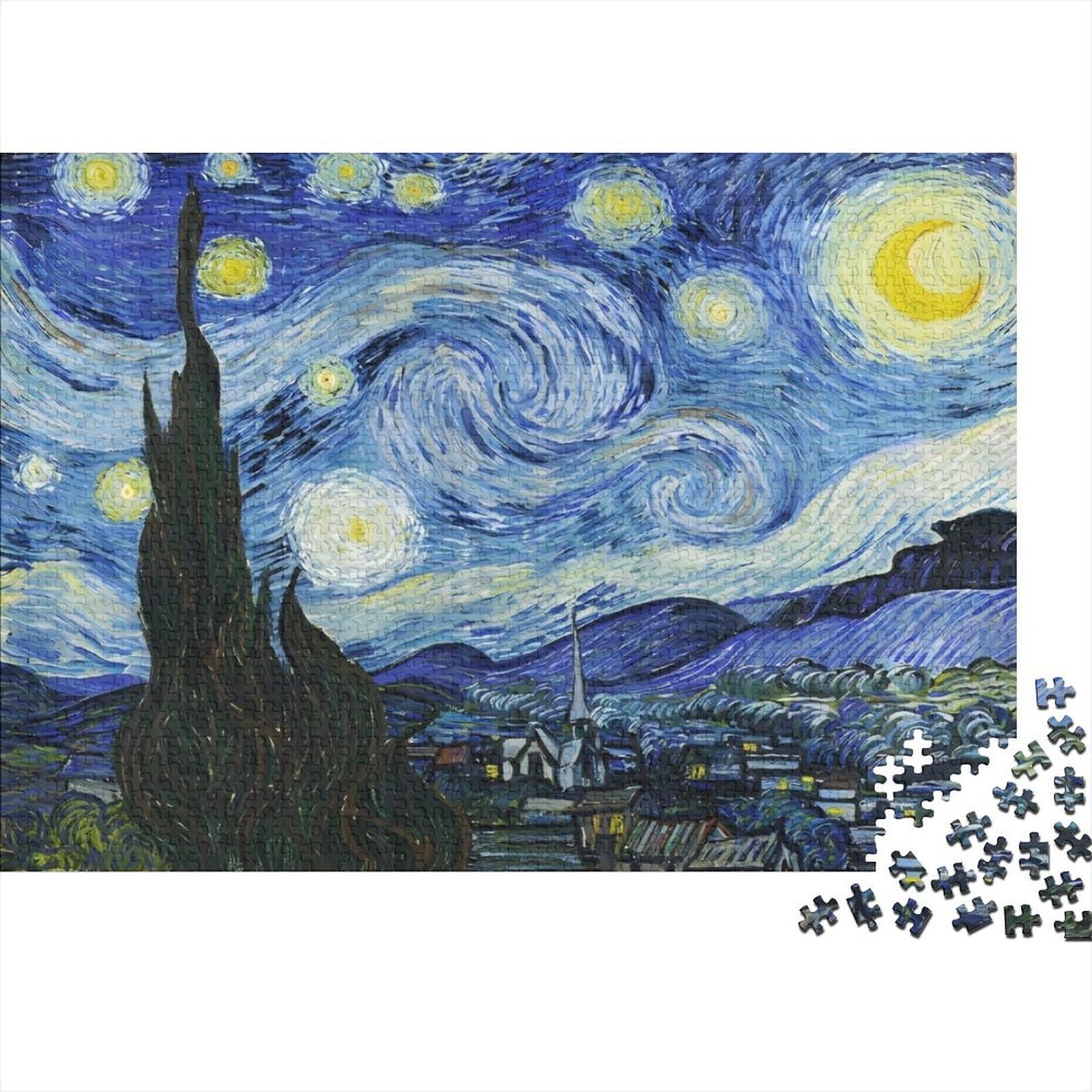 1000 Pieces Starry Sky Art Puzzle for Adults Paper Brain Teaser Night Scenery Jigsaw for Home Decor Stress Relief Gift 38x26cm/1000pcs
