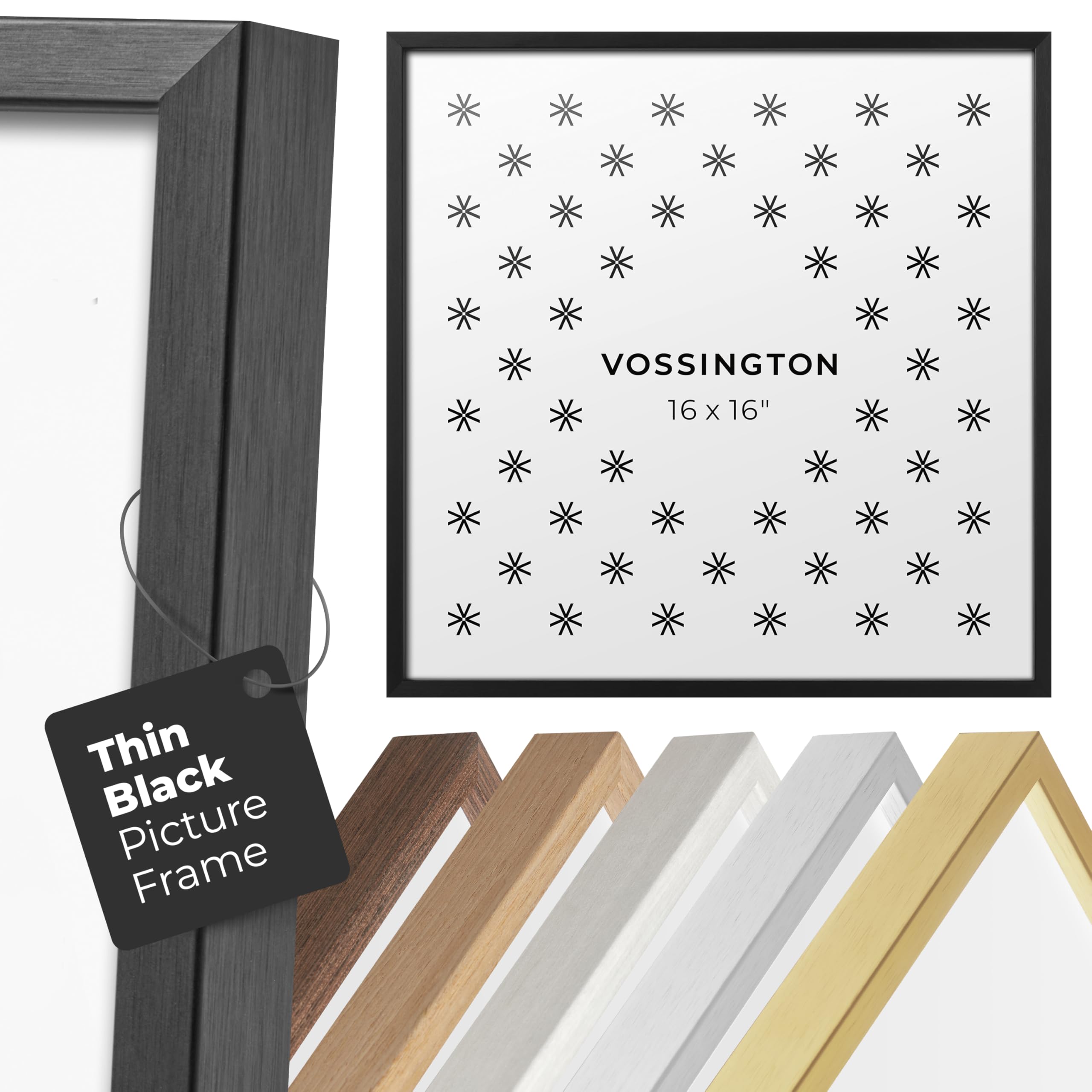 16x16 Frame Black - Exclusive Thin 16 x 16 Black Picture Frame For Wall - Aluminum Metal - Fits One 16 by 16 Picture, Poster, Photo, or Puzzle - 16x16 Inch