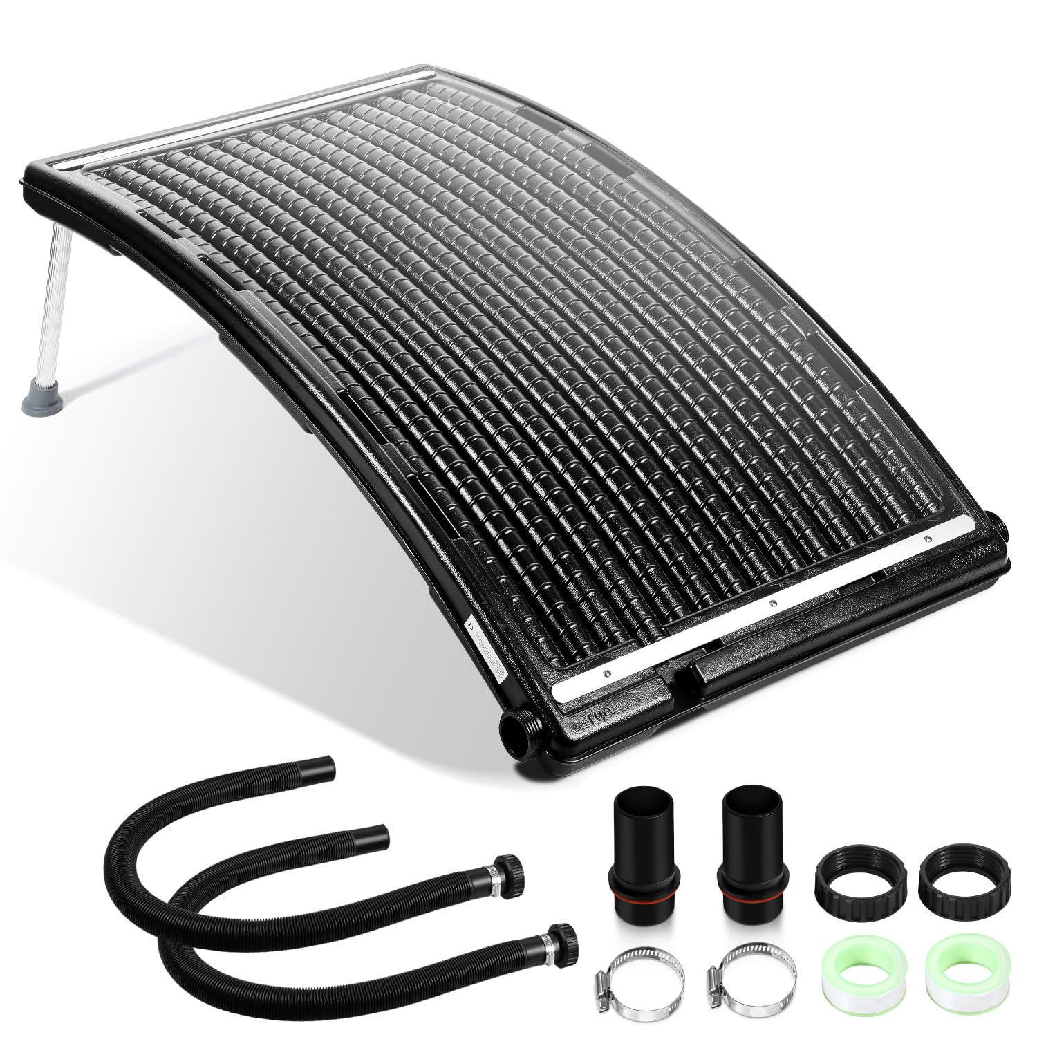 Solarheizung Pool x 1, Pool Solarheizung Solarkollektor 110 x 65 x 35cm, Höhenverstellbar Solar Poolheizer für Pools bis 10000 L/H, 32/38mm Anschluss Poolheizung Solar Heizung Wasser