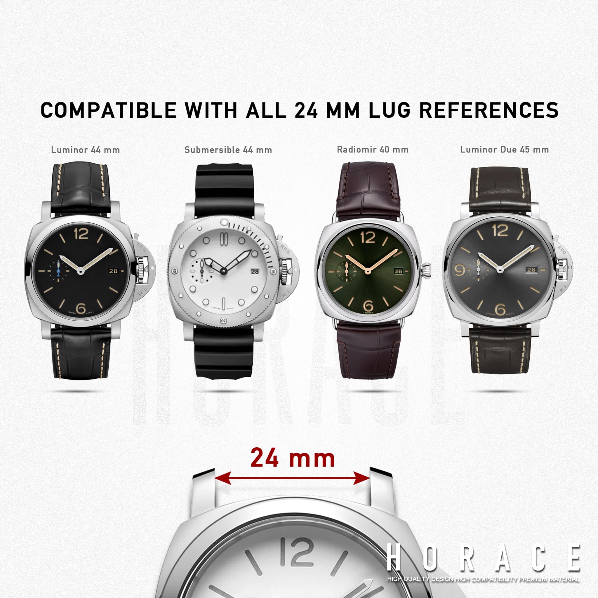 HORACE Cinturino per Orologio 24 mm in Gomma FKM Premium – Morbido, Impermeabile & Resistente – Compatibile con Panerai Luminor - Submersible - Radiomir