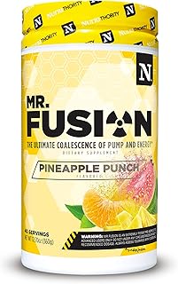 Nutrithority Mr.Fusion Pre Workout Supplement, Pineapple Punch, 40 Servings - Intense Focus & Pumps, Nitric Oxide Booster, No Crash - Powerful Energy Powder to Increase Strength & Gains