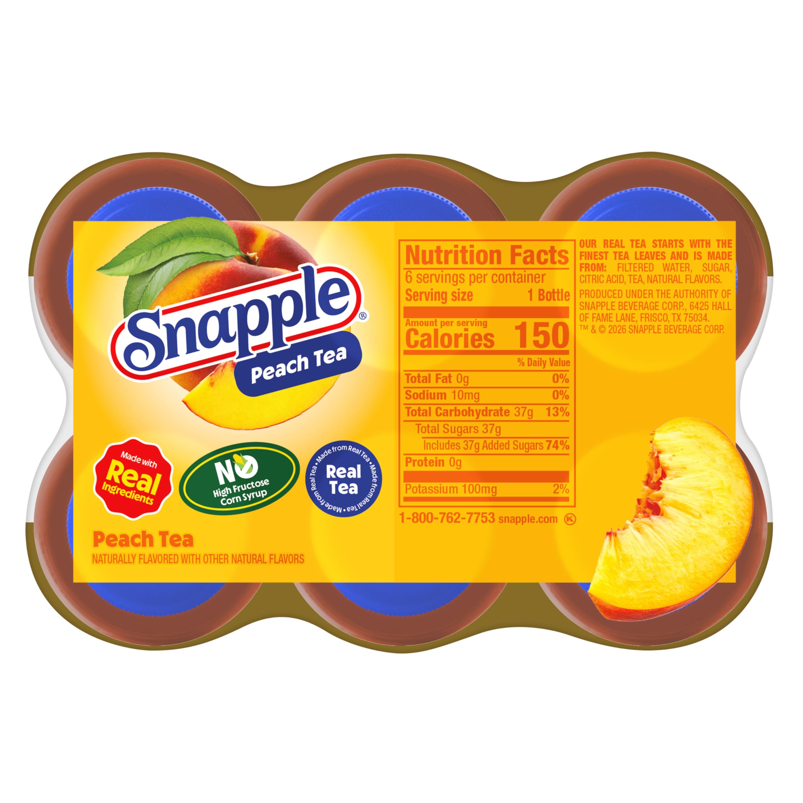 Snapple Peach Tea, 473 ml, Kunststoffflaschen, 6 Stück, 473 ml, 24 Stück